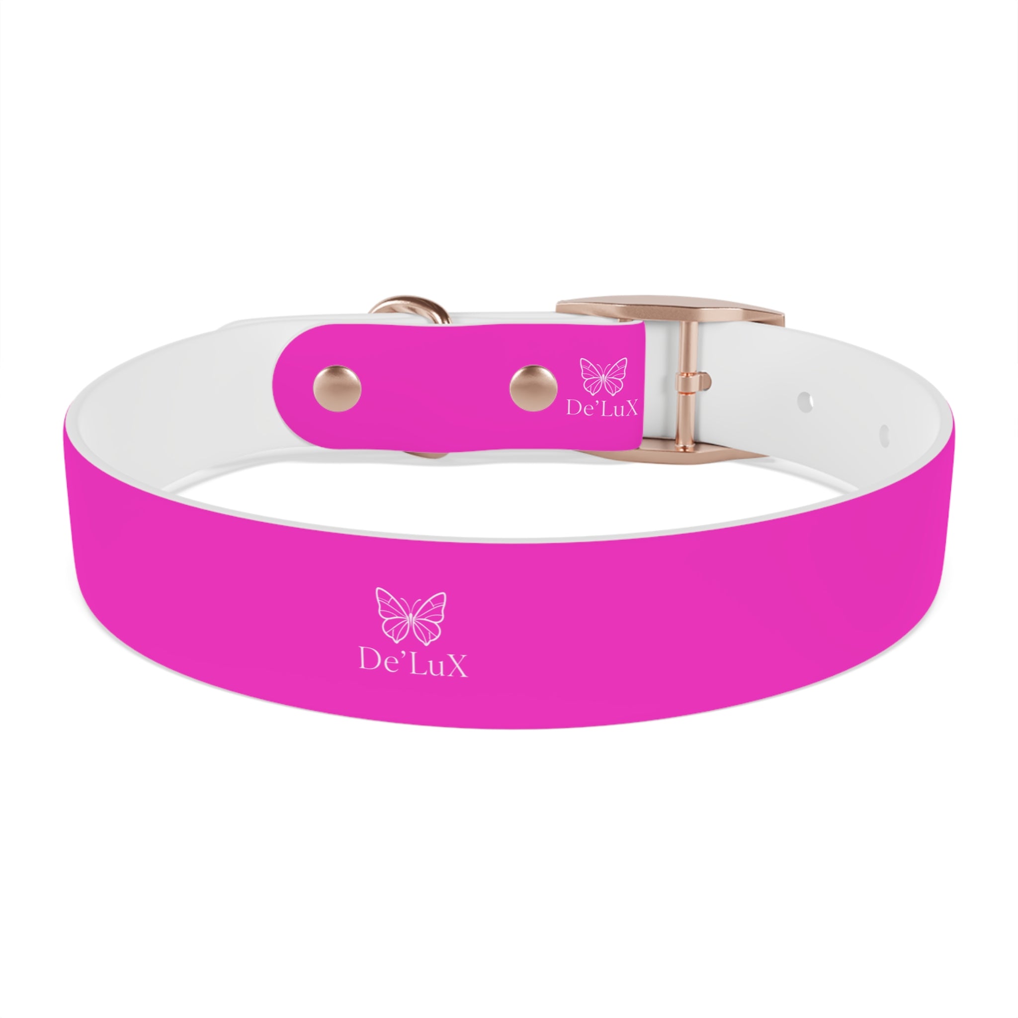 Bright Pink Dog Collar — De'Lux Butterfly Adjustable Pet Collar