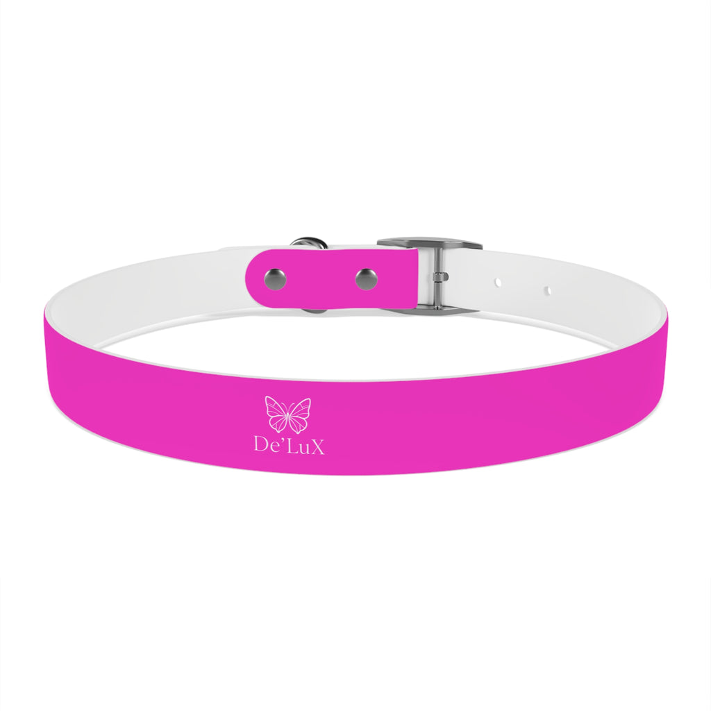 Bright Pink Dog Collar — De'Lux Butterfly Adjustable Pet Collar