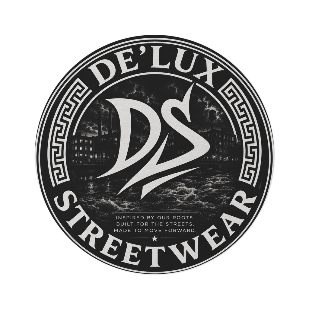 De'Lux Streetwear Round Rug — Black Logo Graphic Floor Mat