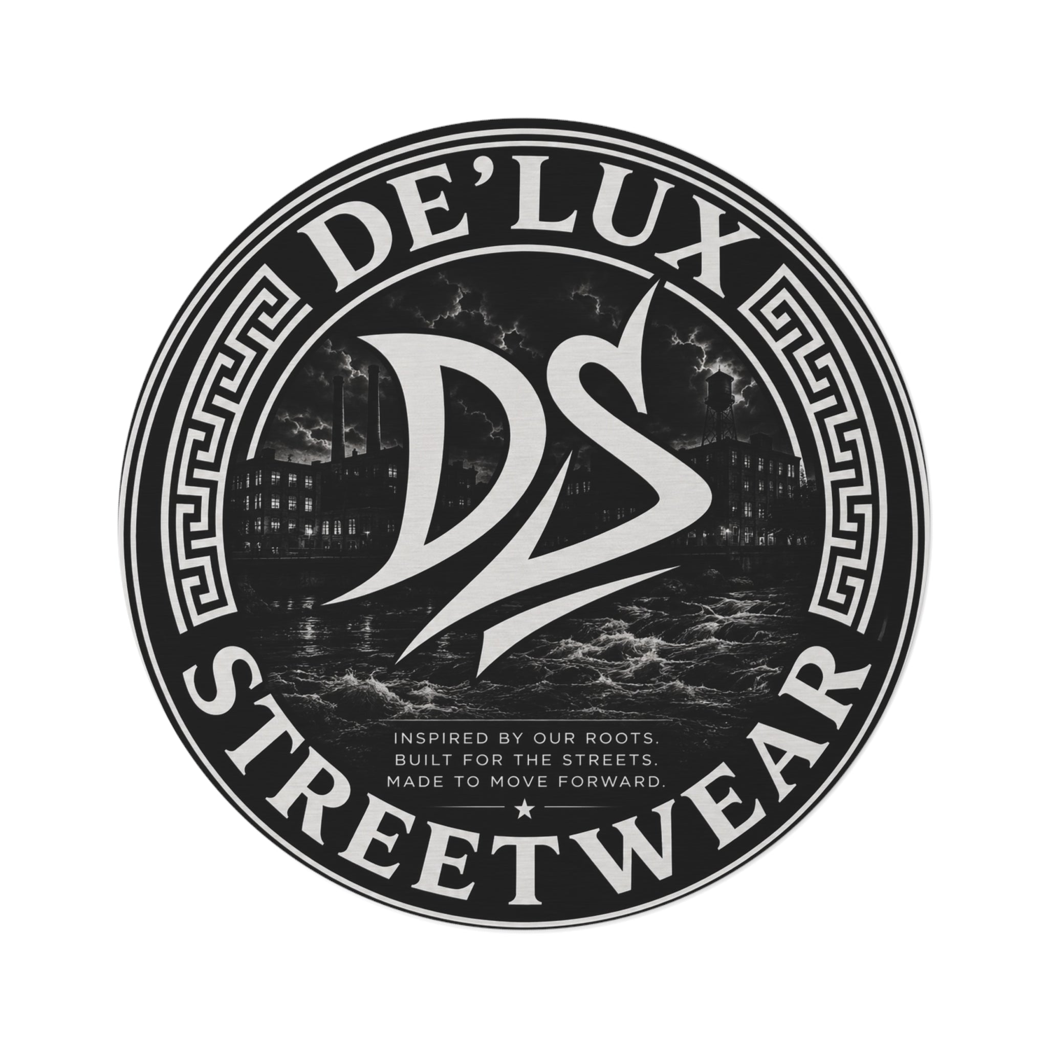 De'Lux Streetwear Round Rug — Black Logo Graphic Floor Mat