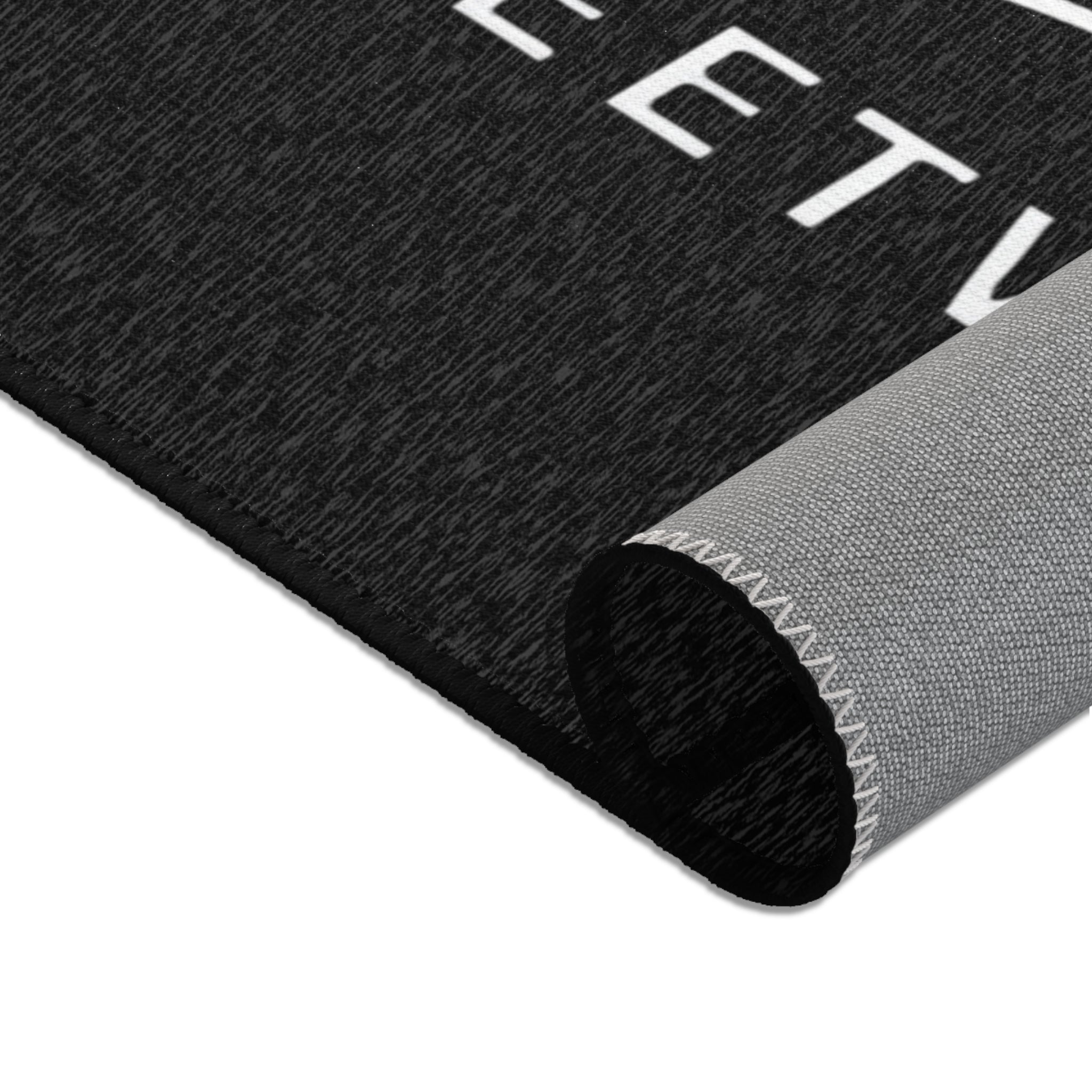 Delux Streetwear Black Logo Area Rug — Modern Urban Entryway Mat
