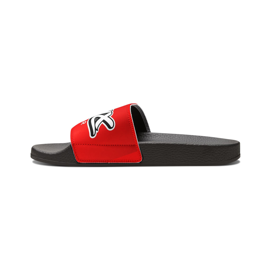 Youth Slide Sandals — Red "Delux Streetwear" Adjustable Strap