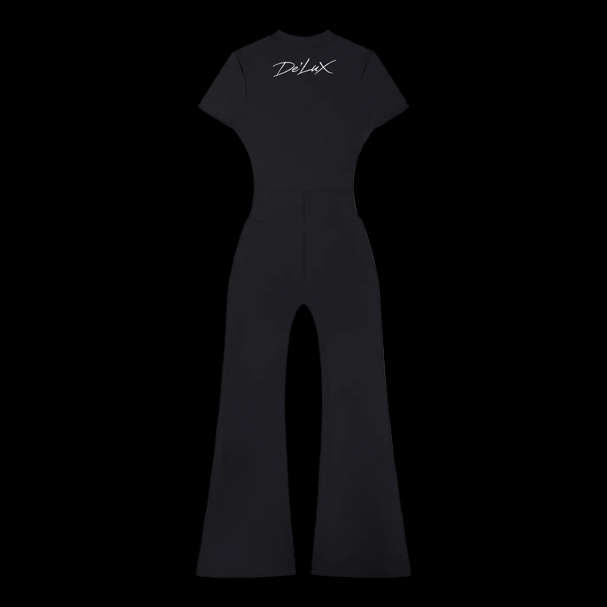 DeLuX Women’s Tight Flared Leg Quarter-Zip Jumpsuit