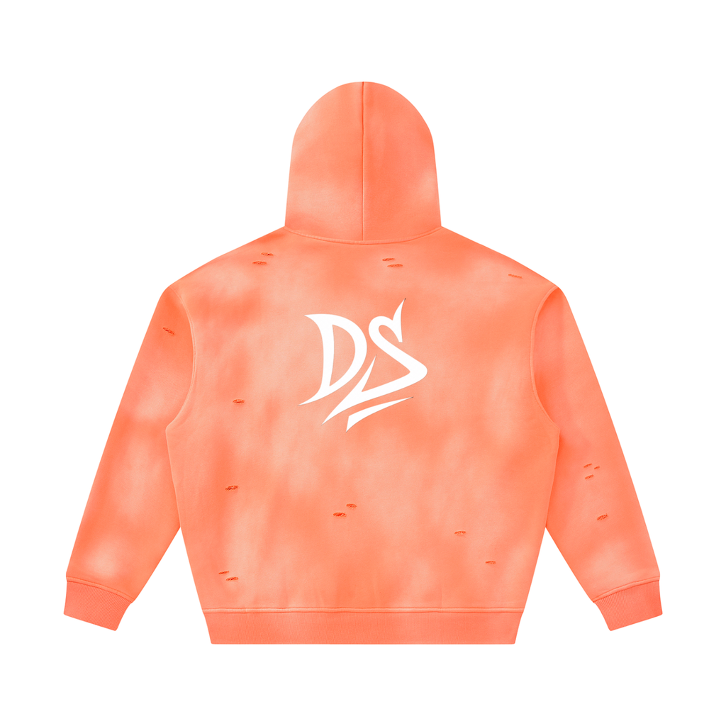 Unisex Sunfade Frayed Fleece Hoodie