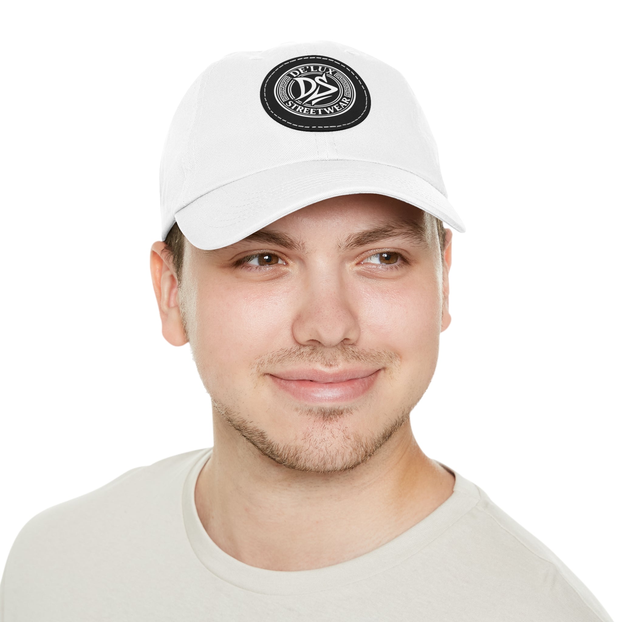 Deluxe Streetwear Leather Patch Dad Hat — Round Logo Cap