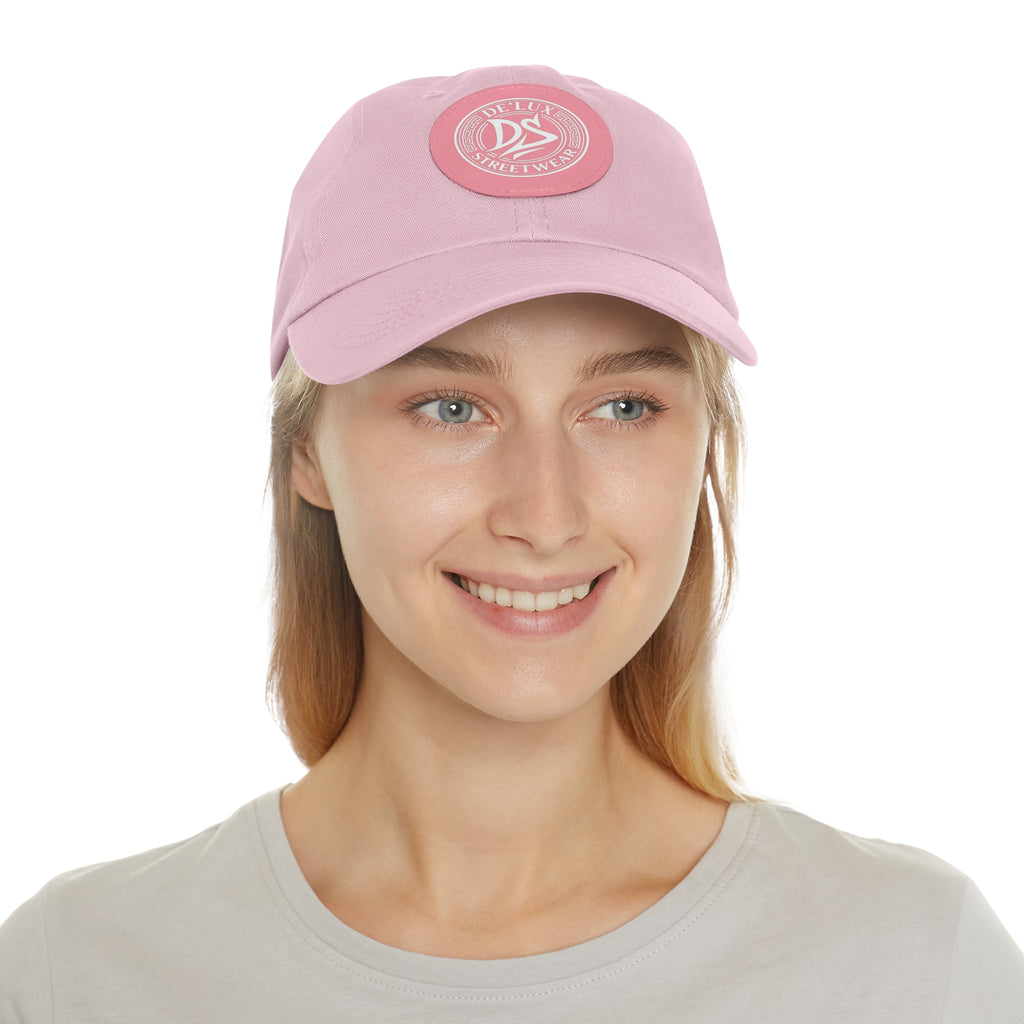 Deluxe Streetwear Leather Patch Dad Hat — Round Logo Cap