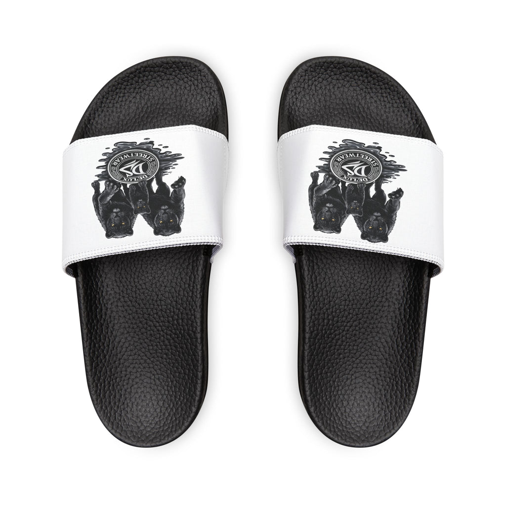 Slide Sandals — Men's White DeLuX Logo Removable-Strap Slides