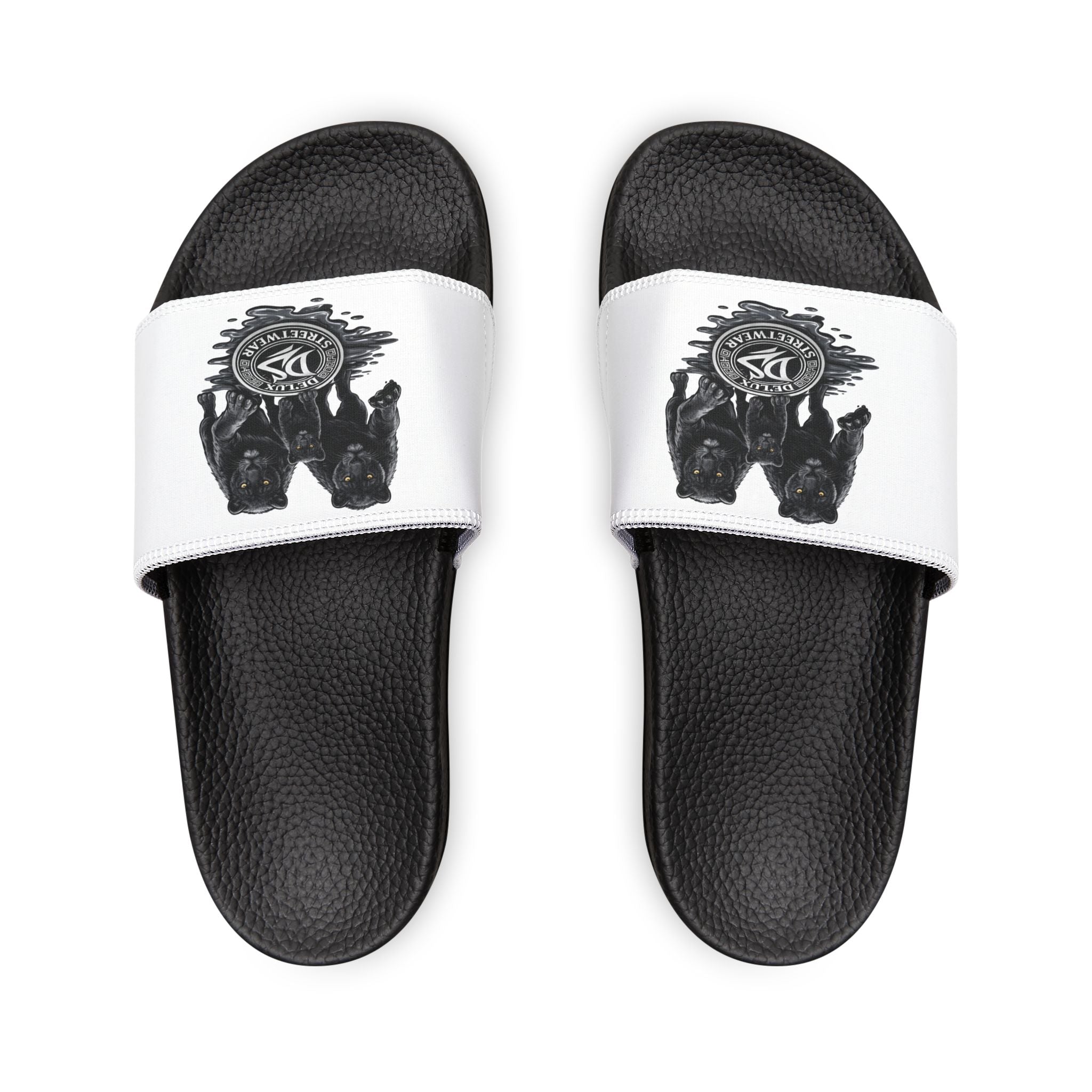 Slide Sandals — Men's White DeLuX Logo Removable-Strap Slides