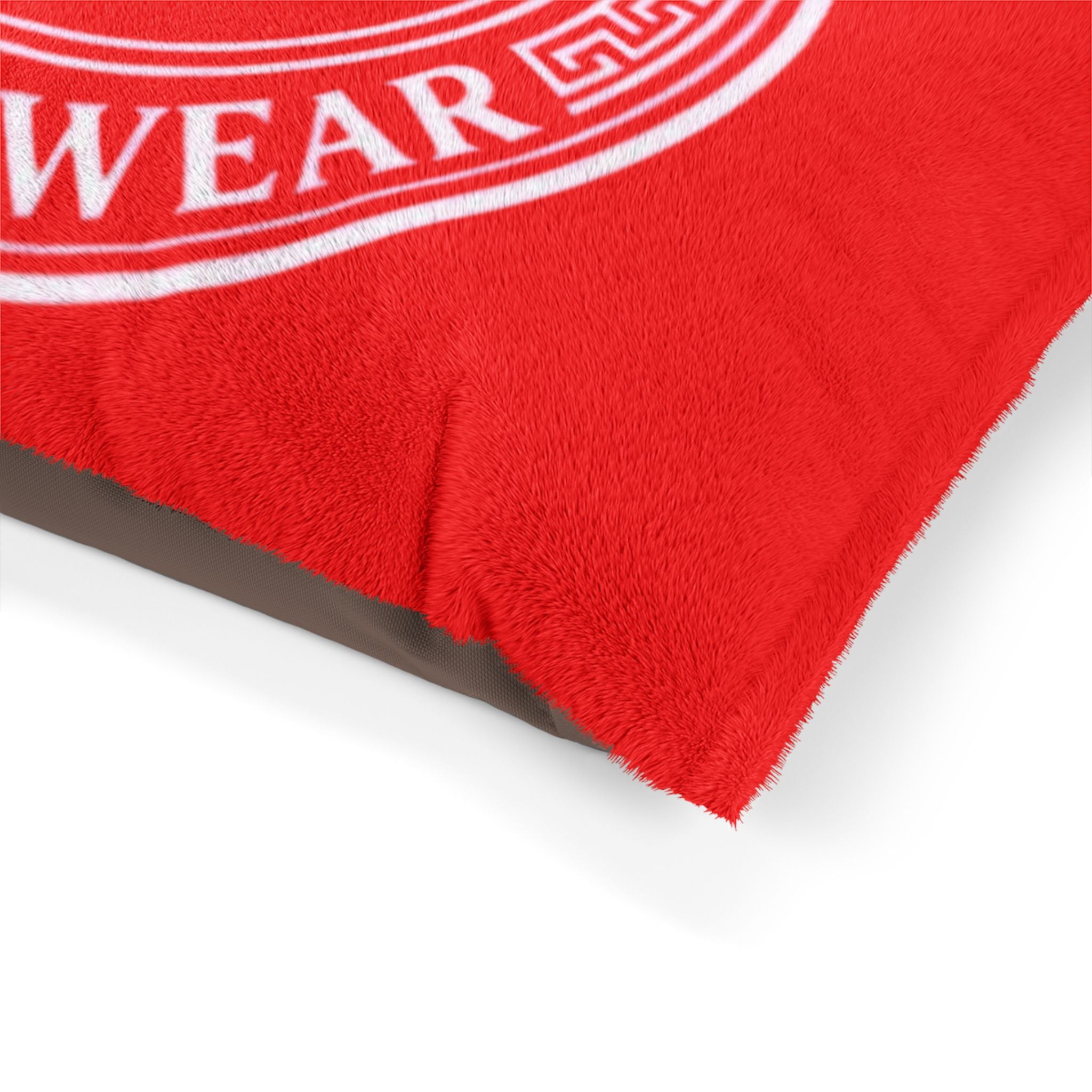 Red De'Lux Streetwear Pet Bed — Plush Logo Cushion for Dogs & Cats