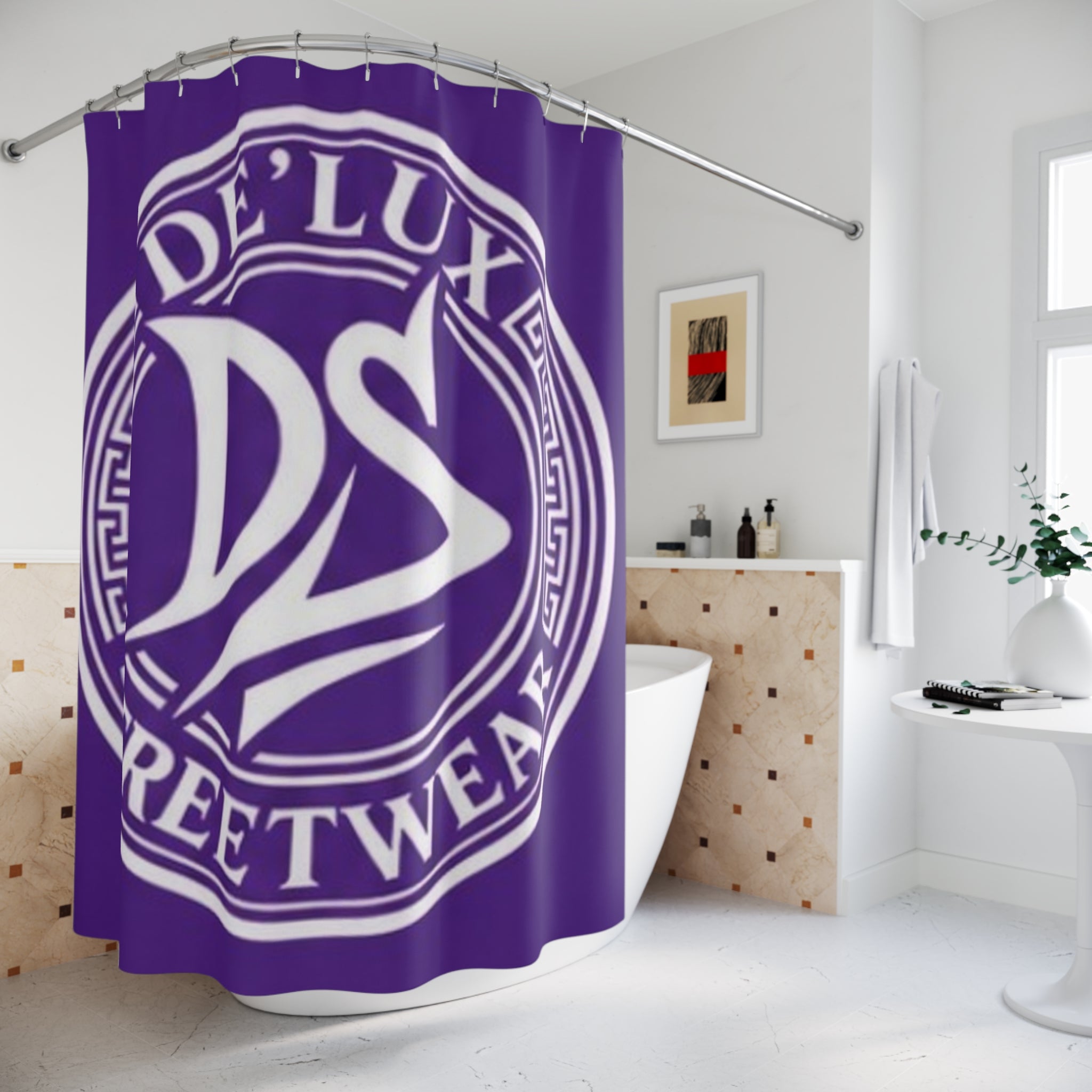 Shower Curtain — De'Lux Streetwear Logo Purple Bath Curtain