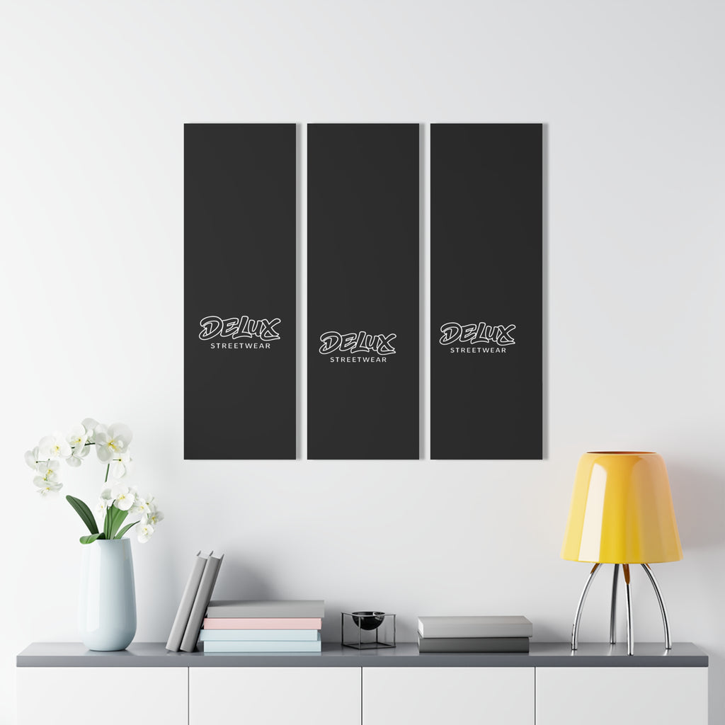 Delux Streetwear Triptych Acrylic Wall Art — Modern Black Logo Panels