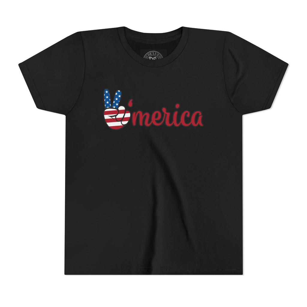 'Merica Peace Sign Youth Tee - Patriotic Fourth of July Kids Shirt