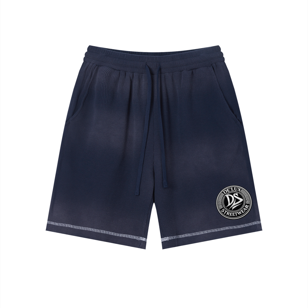 Unisex Sunfade Waffle Raw Hem Shorts