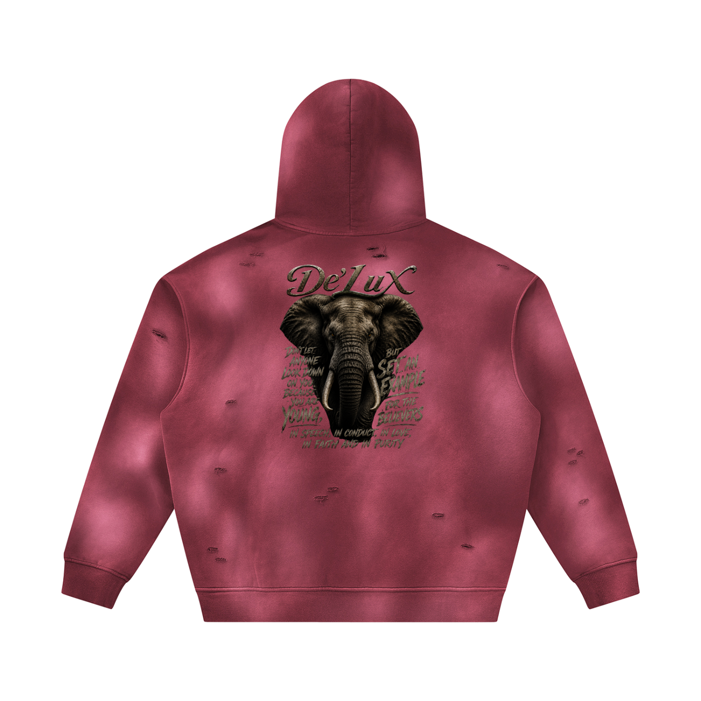 Elephant Sunfade Frayed Fleece Hoodie