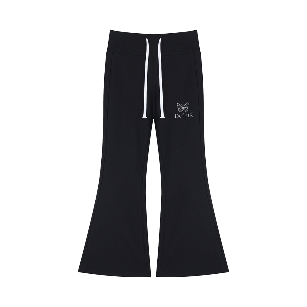 DeLuX Women's Drawstring Flared Leg Pants