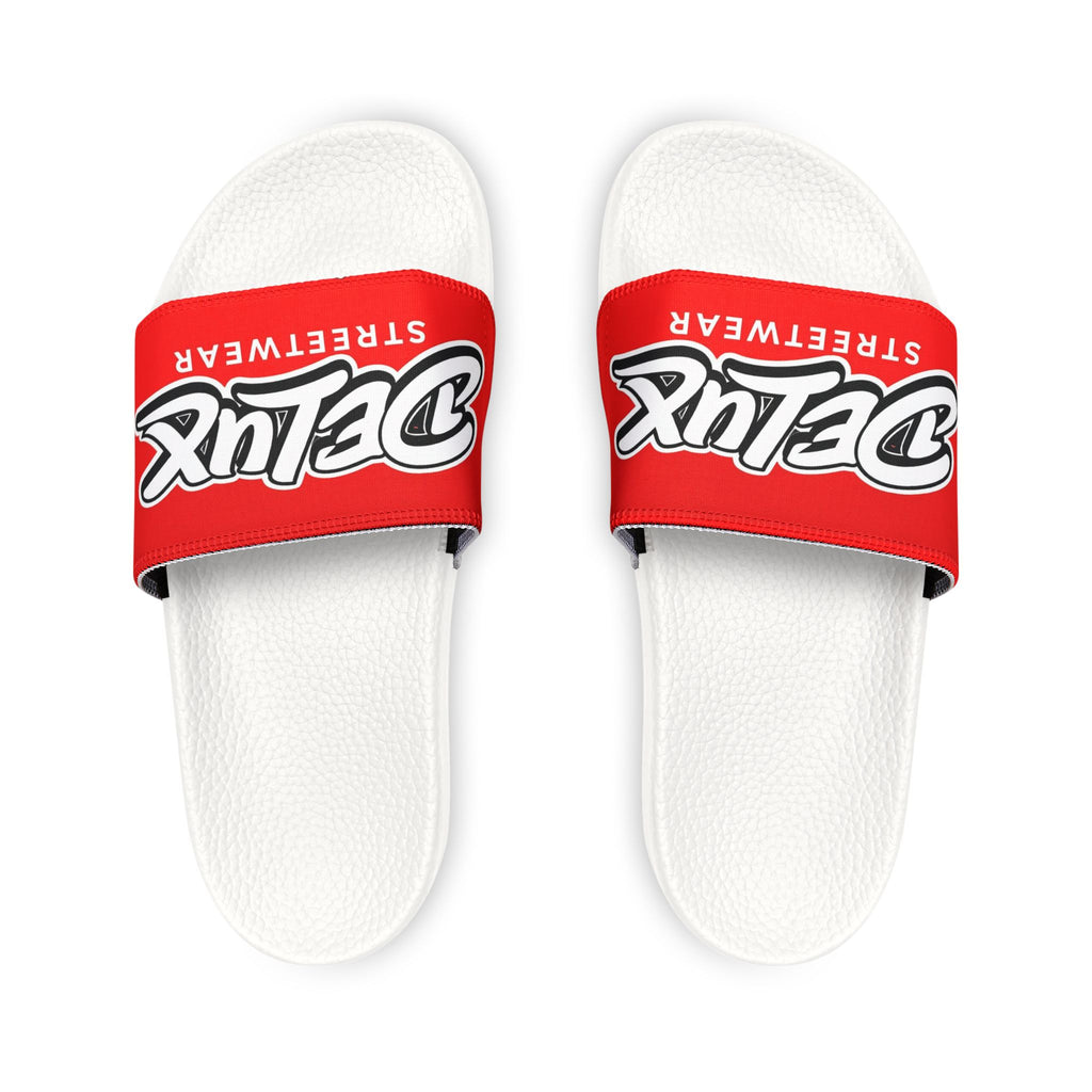 Youth Slide Sandals — Red "Delux Streetwear" Adjustable Strap