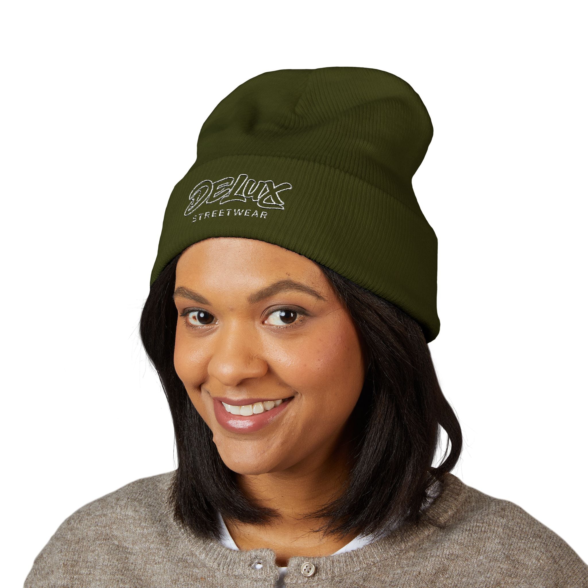 Delux Streetwear Embroidered Cuffed Beanie — Bold Knit Hat