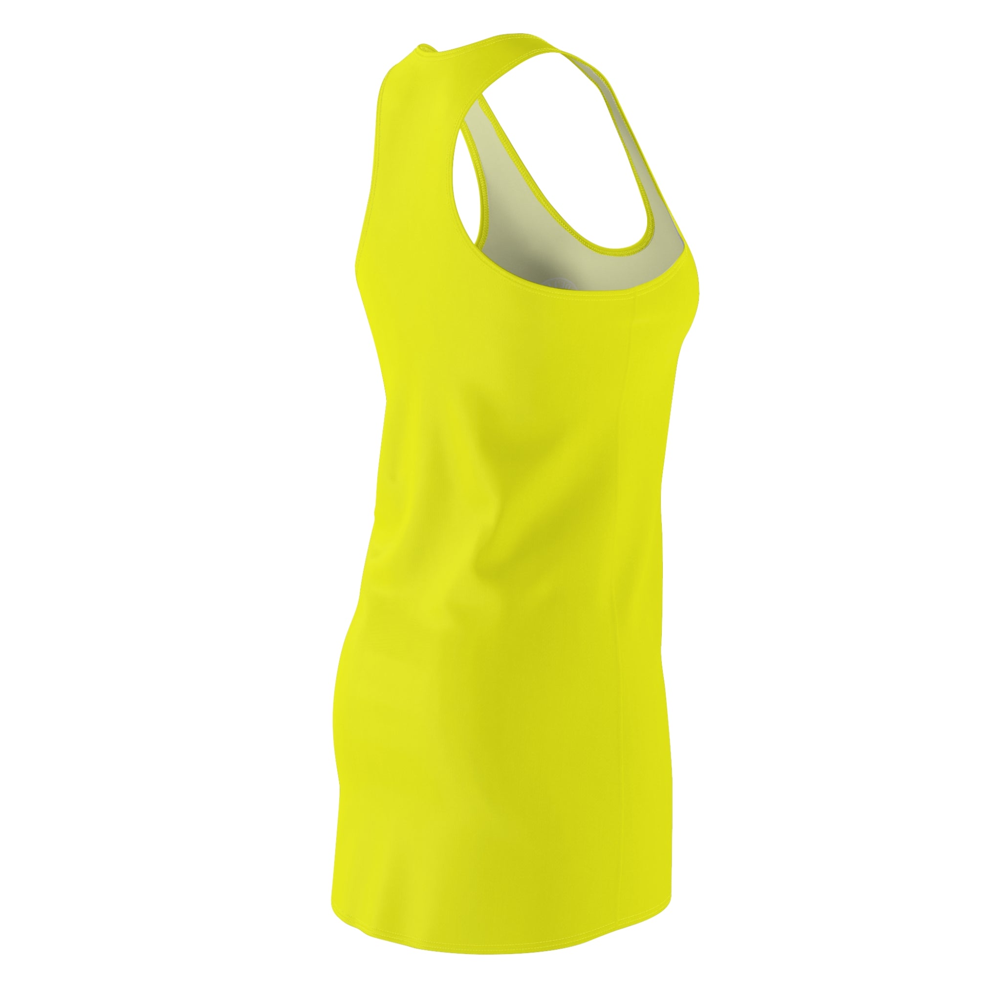 Racerback Dress — Neon Yellow Active Sundress with Subtle Chest Emblem
