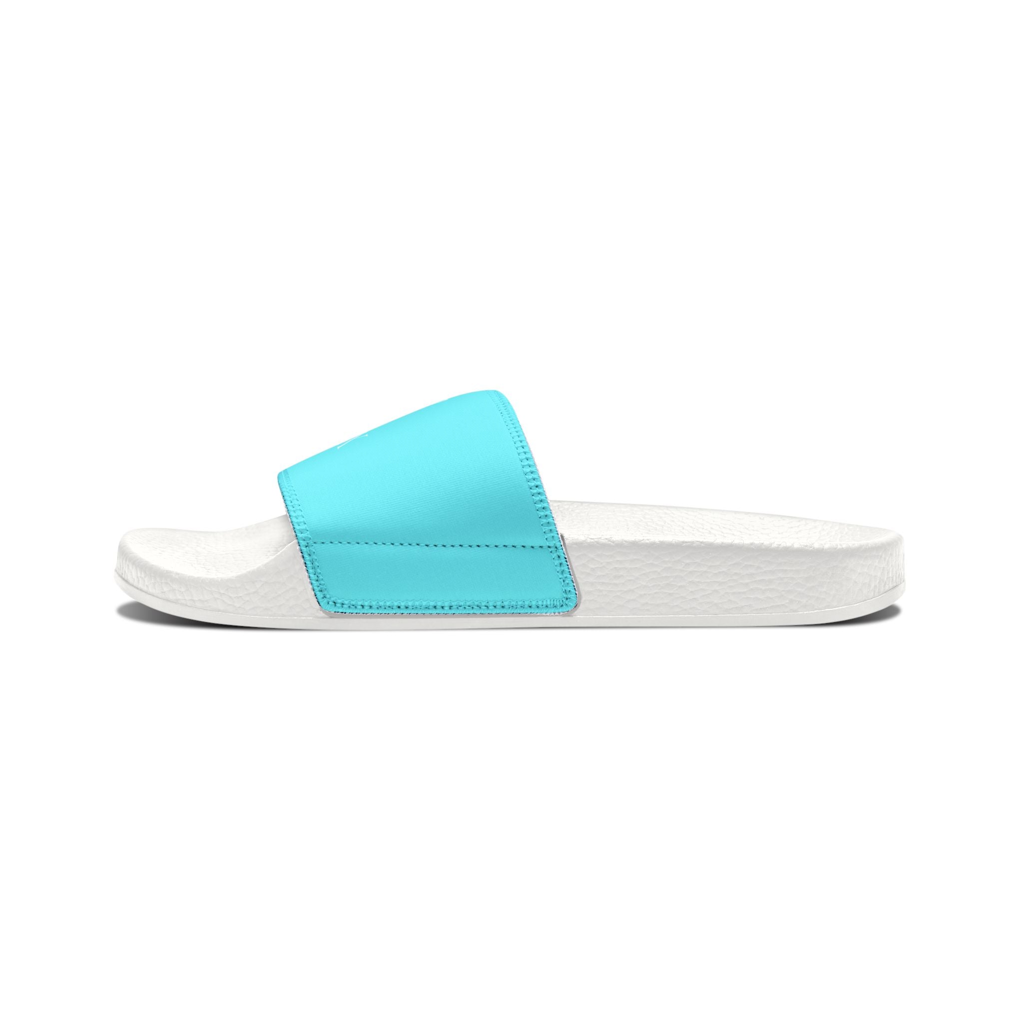 Women's Removable-Strap Slide Sandals — Personalized Aqua Slides with Bow Accent