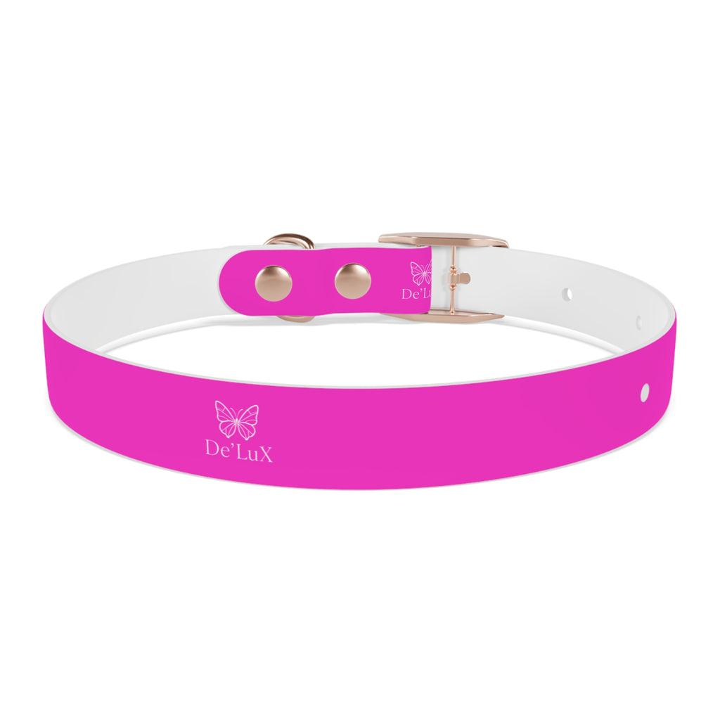 Bright Pink Dog Collar — De'Lux Butterfly Adjustable Pet Collar