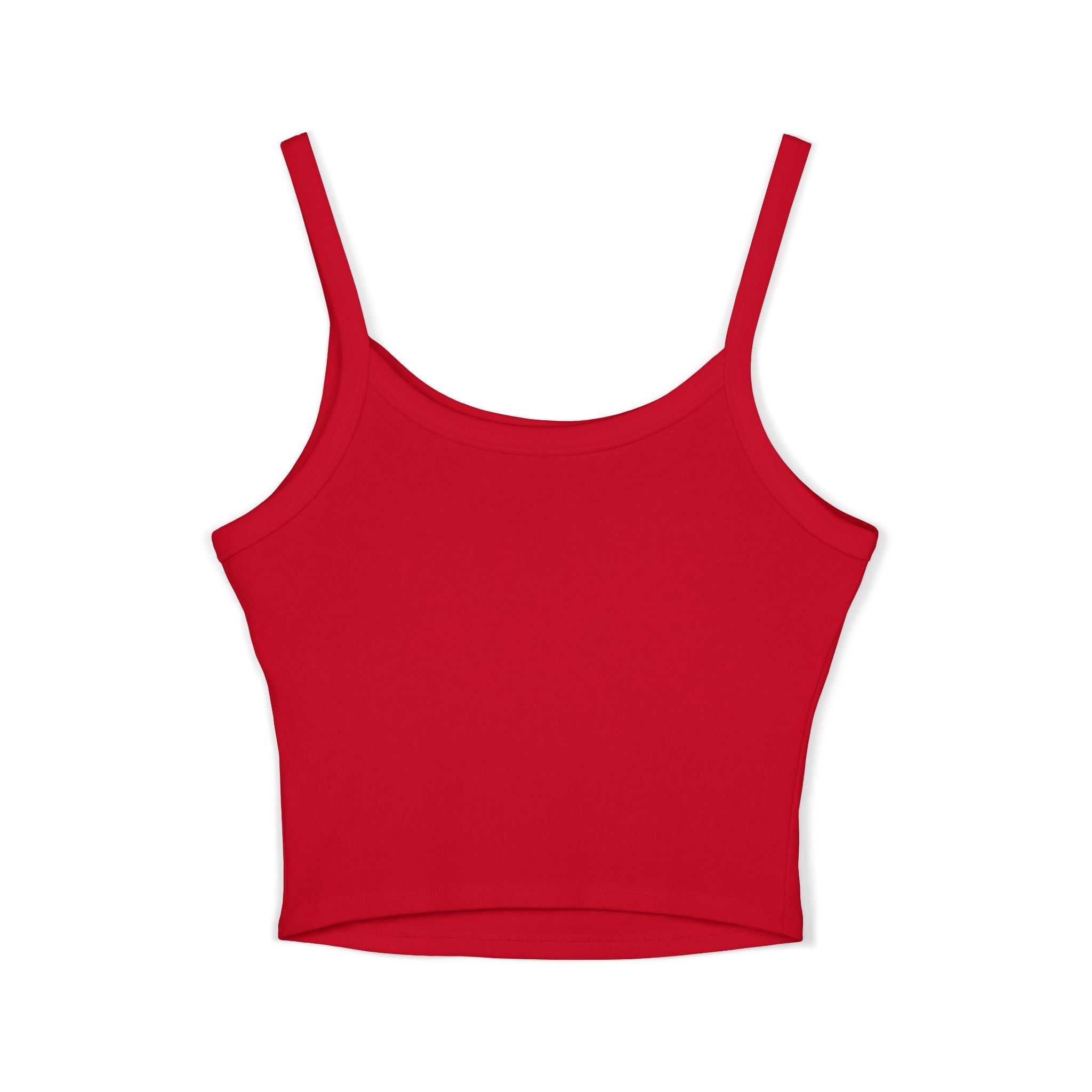Delux Script Crop Tank Top — Women's White Spaghetti Strap Graphic