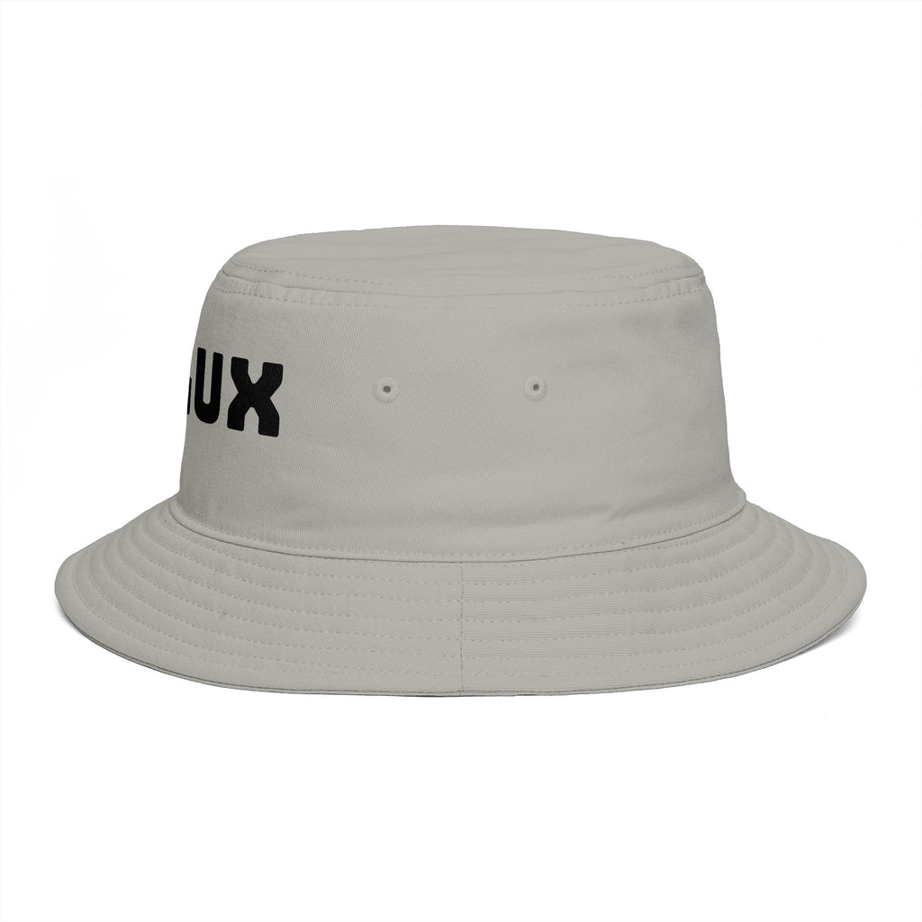 DELUX Brown Bucket Hat — Retro Logo Casual Sun Hat