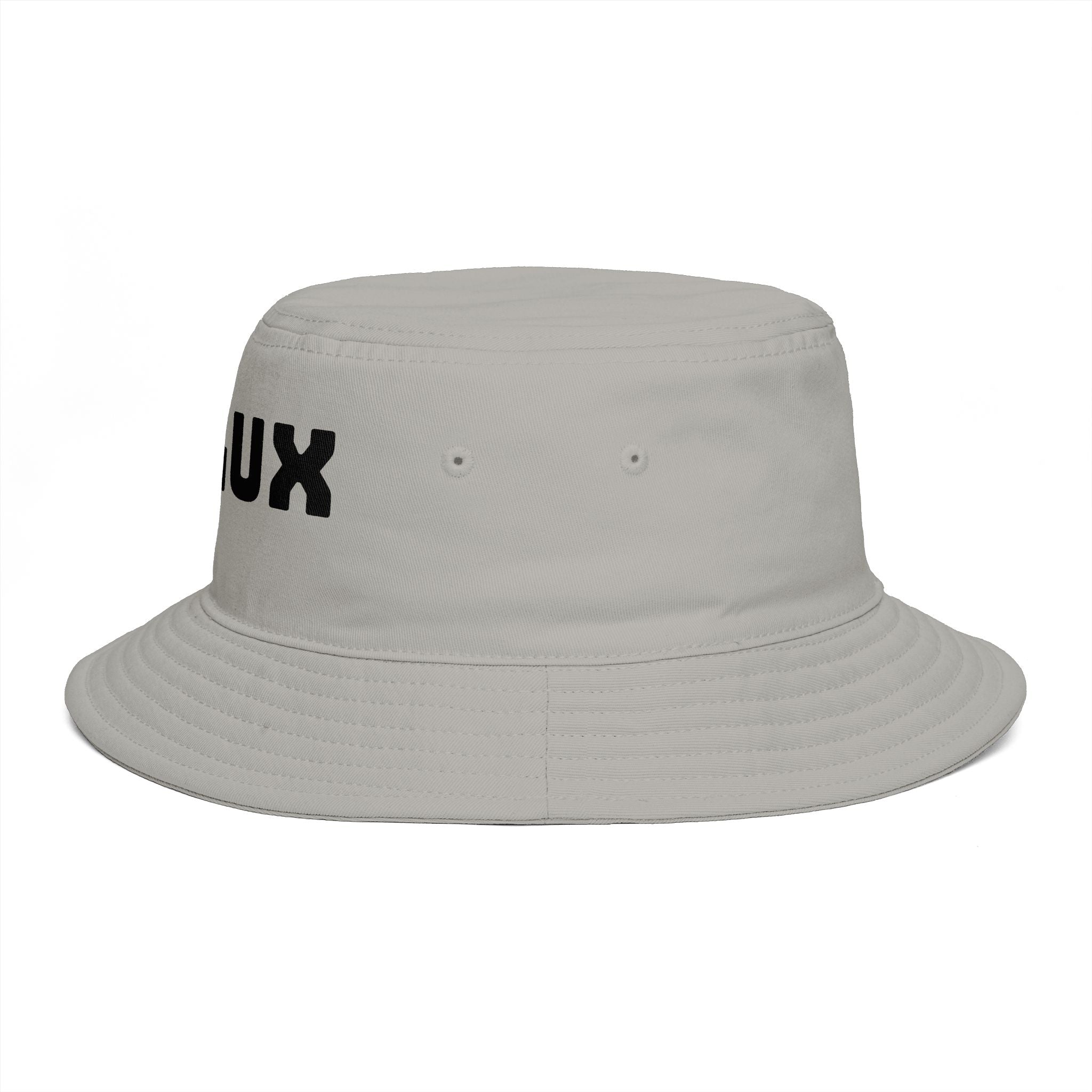 DELUX Brown Bucket Hat — Retro Logo Casual Sun Hat