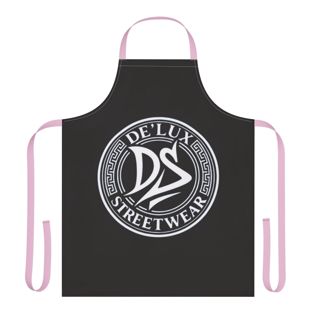 De'Lux Streetwear Logo Apron — Black Chef Apron with Bold Circular Emblem