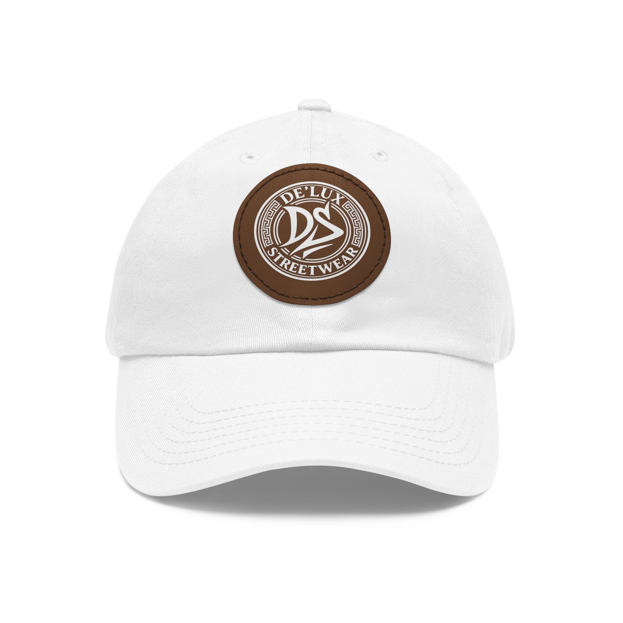 Deluxe Streetwear Leather Patch Dad Hat — Round Logo Cap