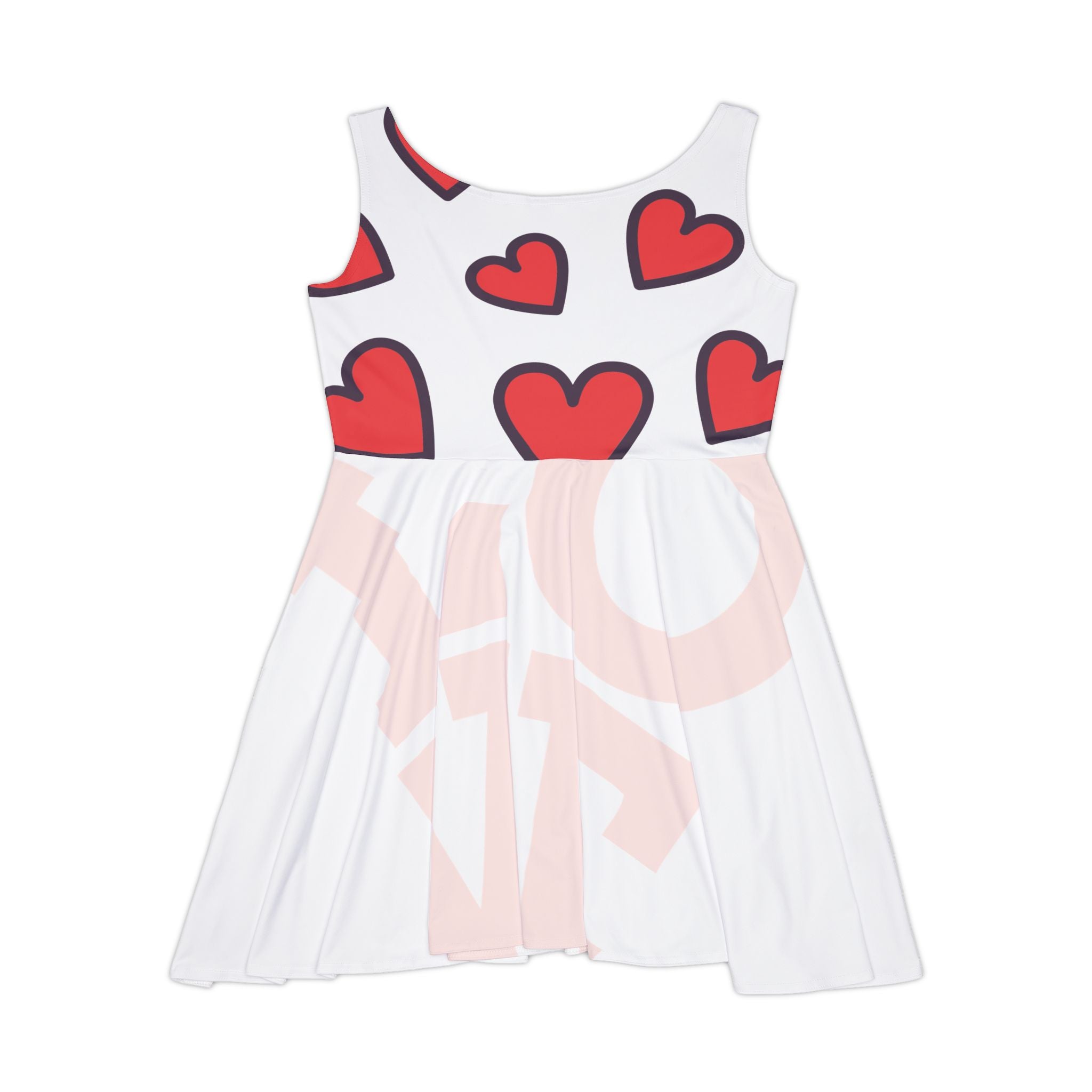 Heart Pattern Skater Dress — Cute Red Hearts AOP Sundress for Women