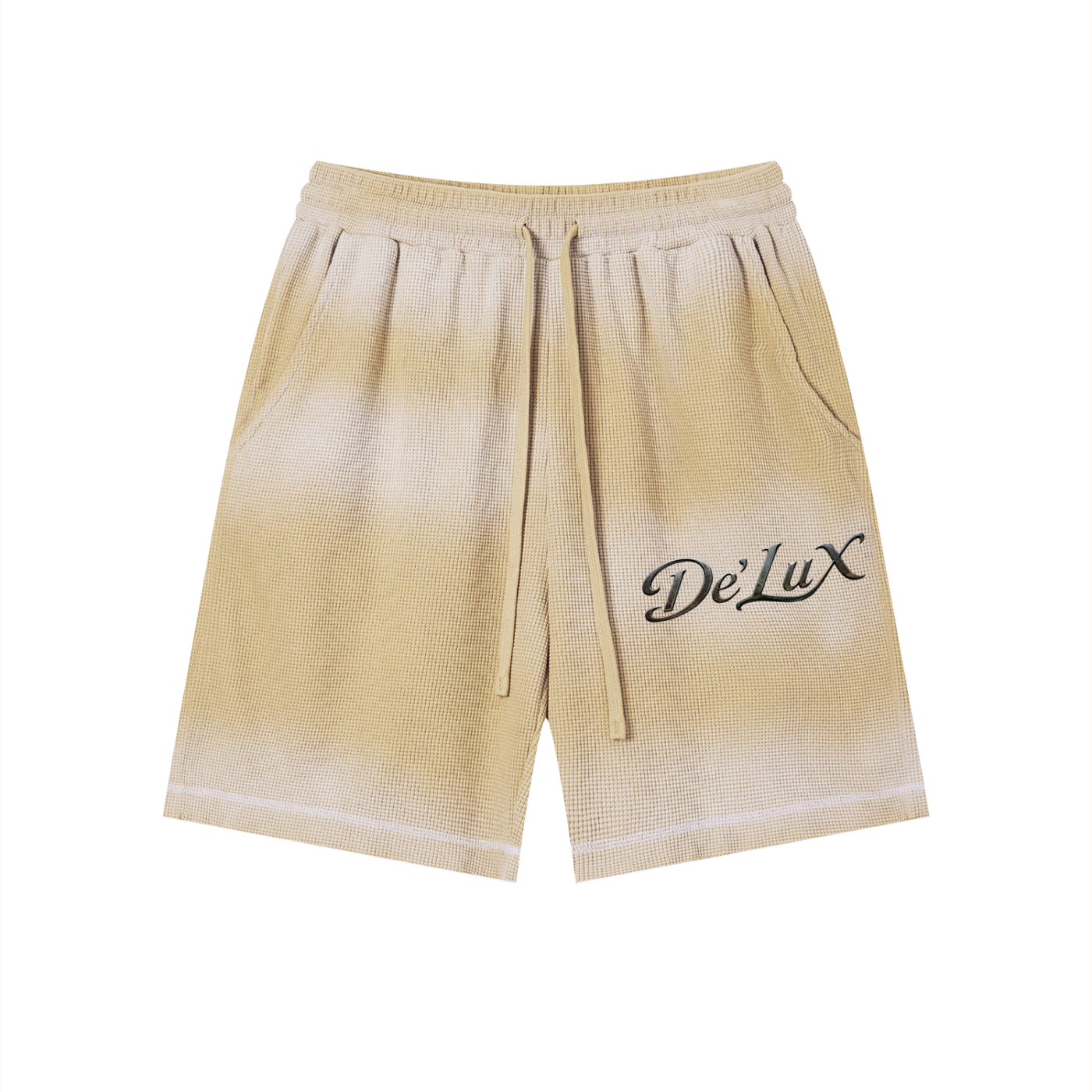 Unisex Sunfade Waffle Raw Hem Shorts