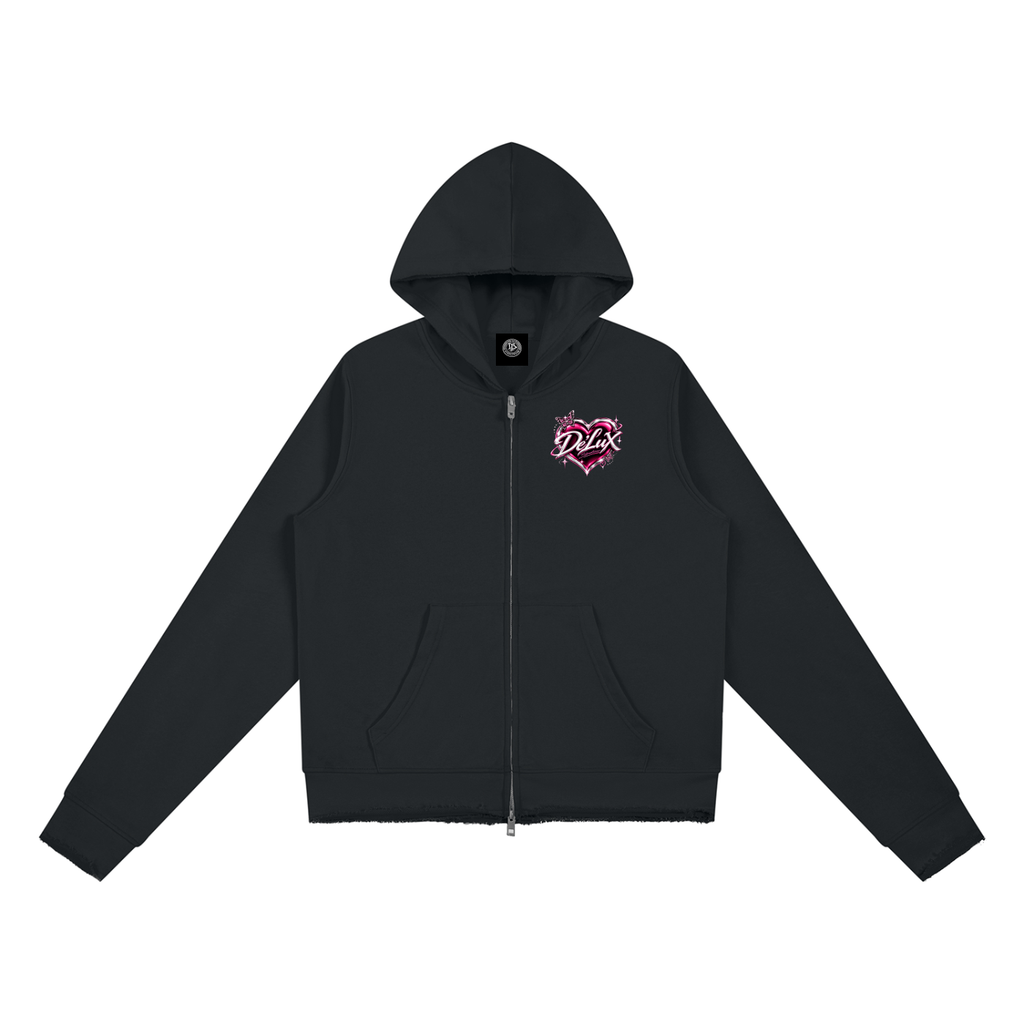DeLuX Women’s Raw Edge Full Zip Hoodie