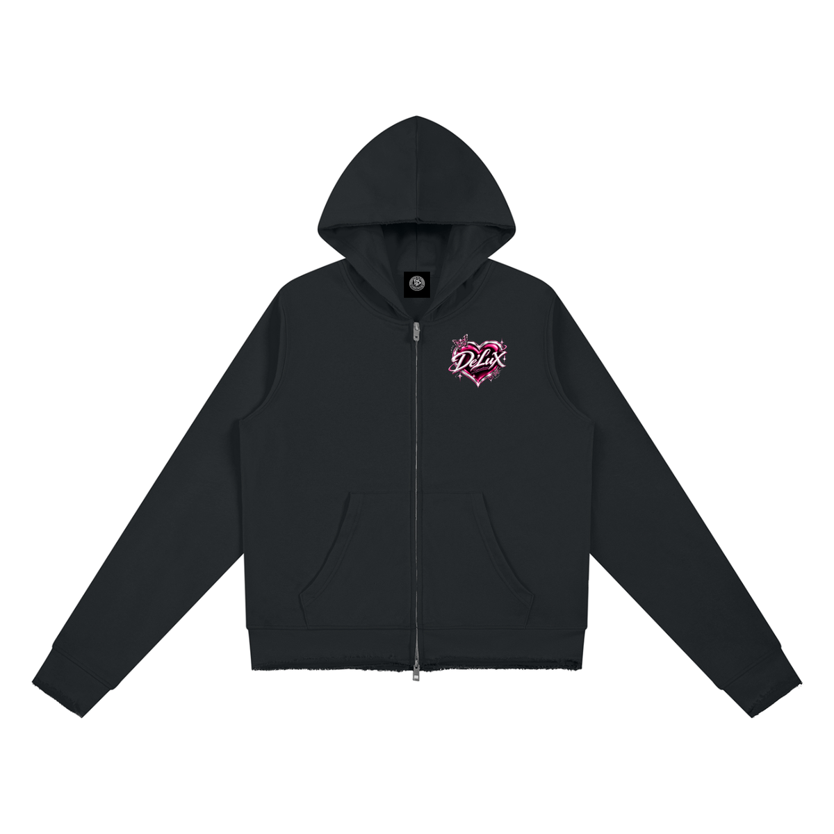 DeLuX Women’s Raw Edge Full Zip Hoodie