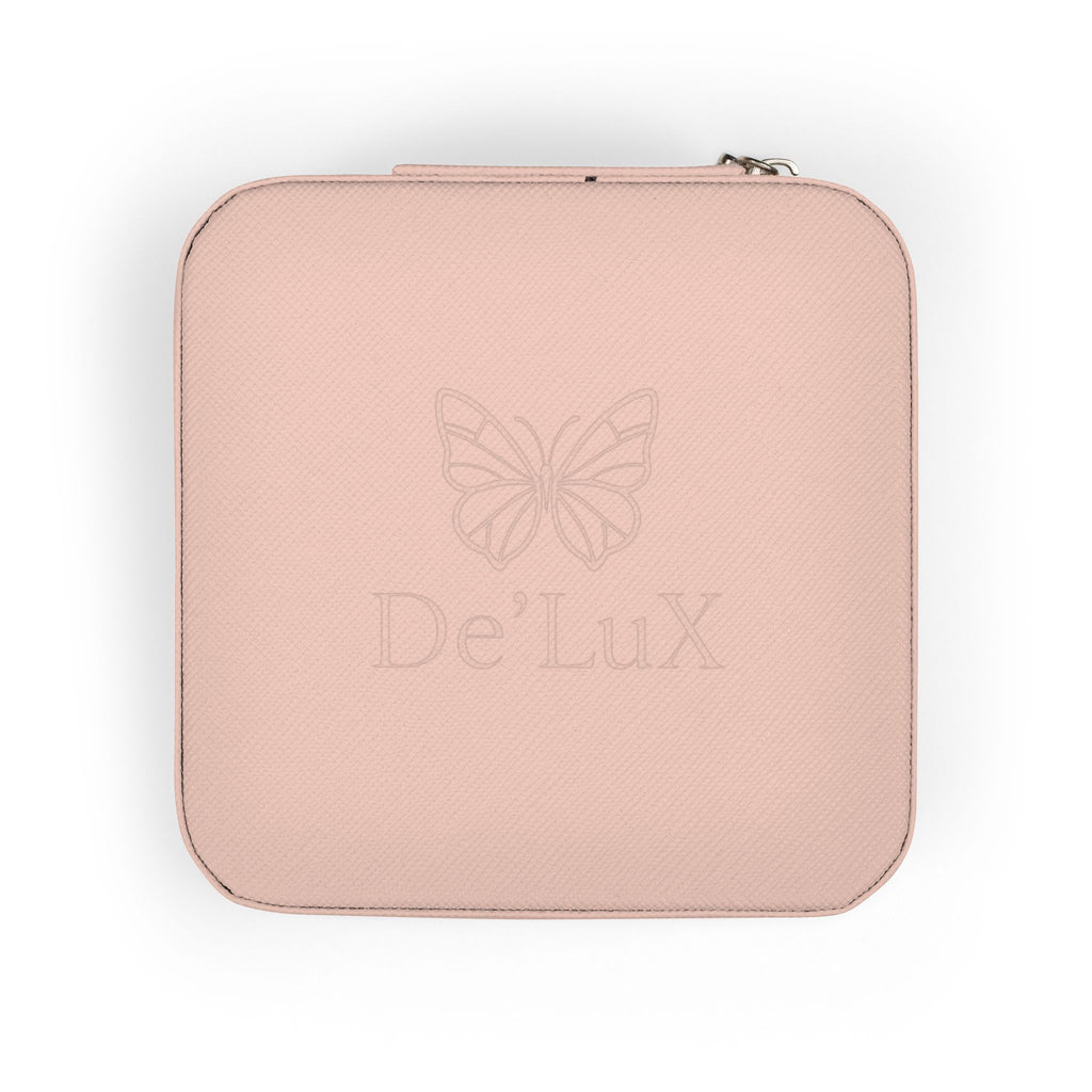 Travel Jewelry Case — Compact Pink Jewelry Organizer with Ring Slots & Compartments