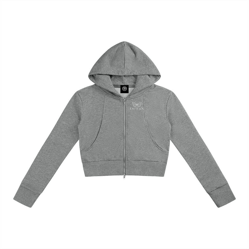 DeLuX Women’s Slim Crop Full Zip Hoodie