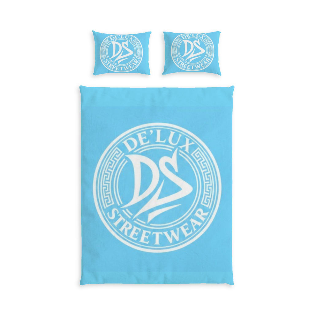 Streetwear Logo Cotton Bed Set – De'Lux DS Blue Duvet Cover & Pillowcases