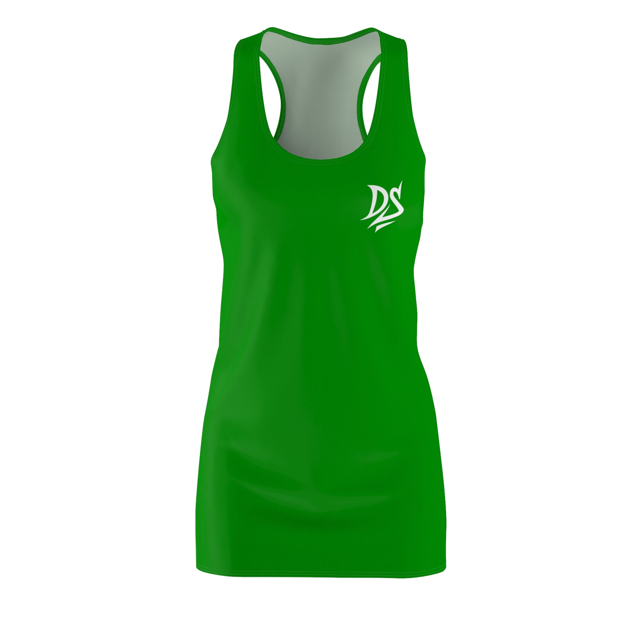Green Racerback Tank Dress with DS Logo — Women's Athletic Sundress