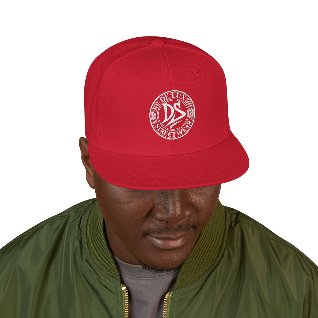 Embroidered Snapback Hat — Vintage Circle Logo Streetwear Cap