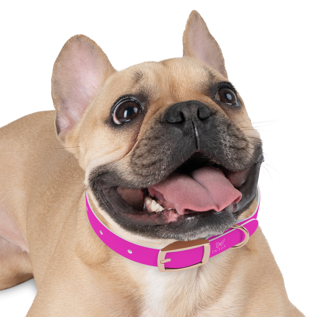 Bright Pink Dog Collar — De'Lux Butterfly Adjustable Pet Collar