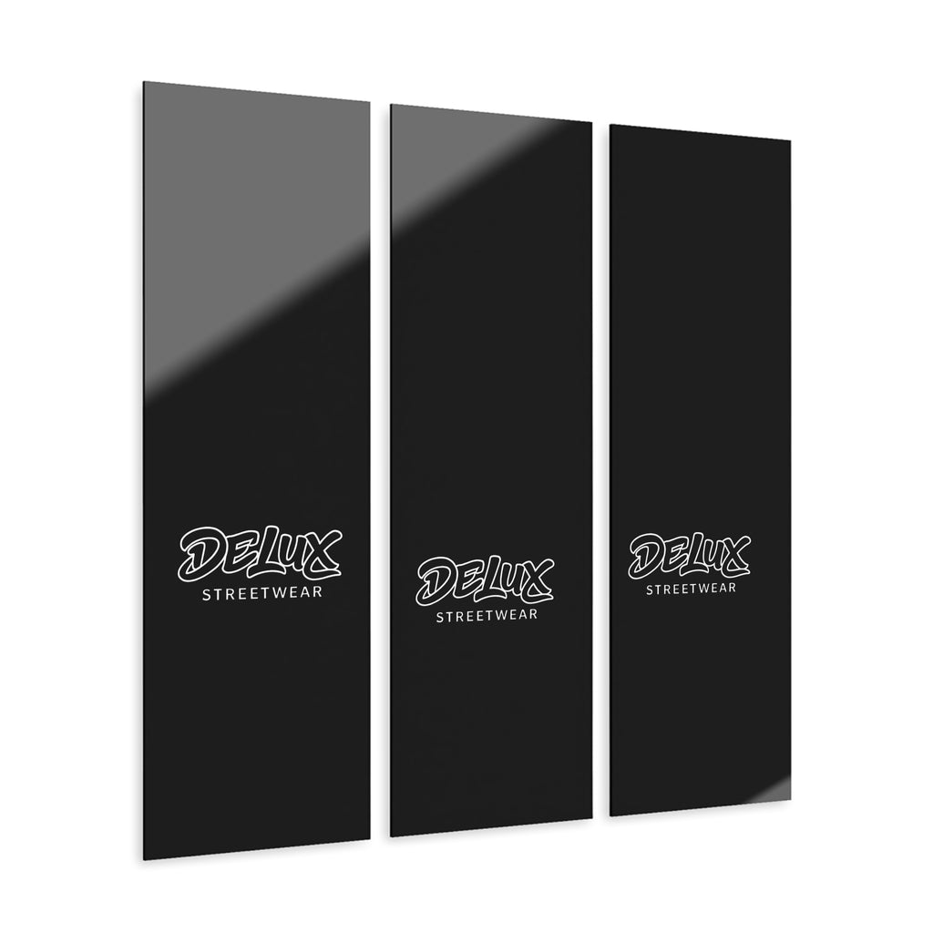 Delux Streetwear Triptych Acrylic Wall Art — Modern Black Logo Panels