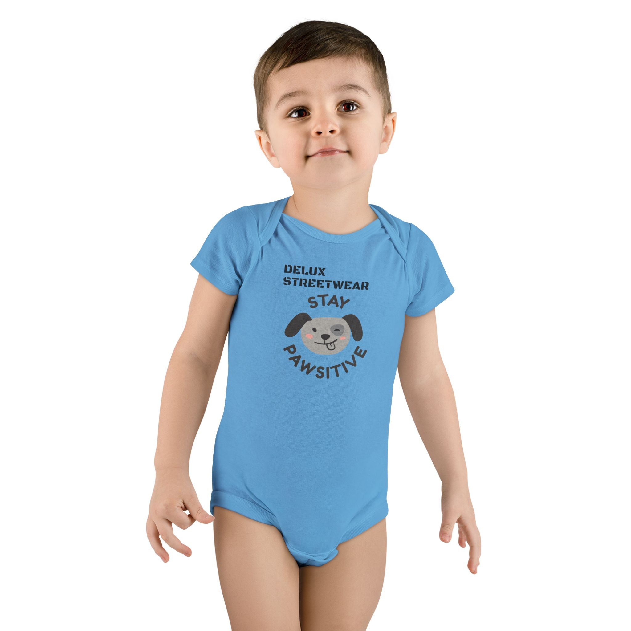 Baby Onesie - "Stay Pawsitive" Cute Dog Graphic Infant Bodysuit