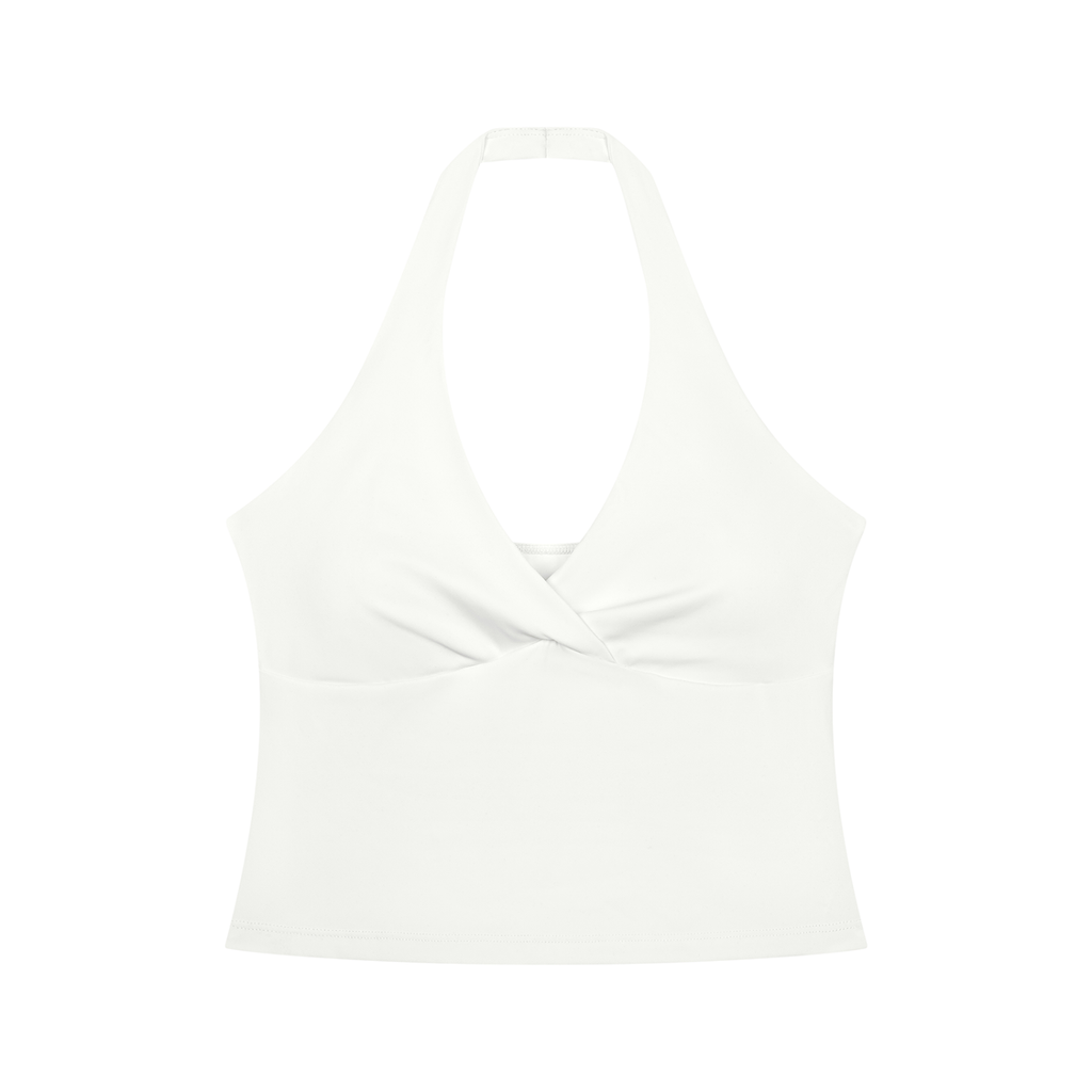 DeLuX Women’s Ruched Halter Yoga Tank Top