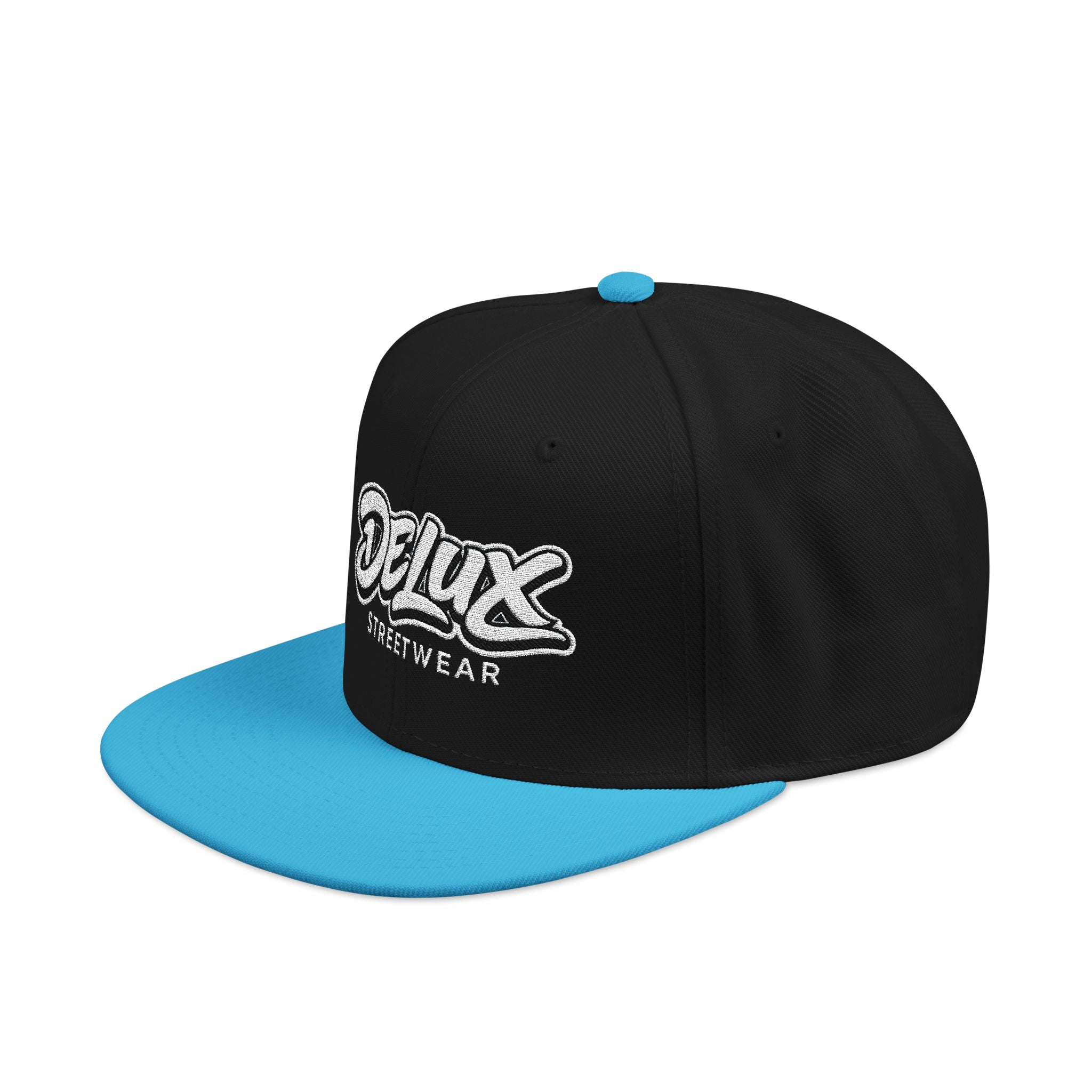 Mens Embroidered 'Delux' Snapback Cap – Streetwear Flat-Brim Hat