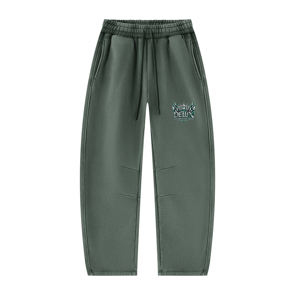 DeLuX  Vintage Wash Barrel Leg Fleece Sweatpants