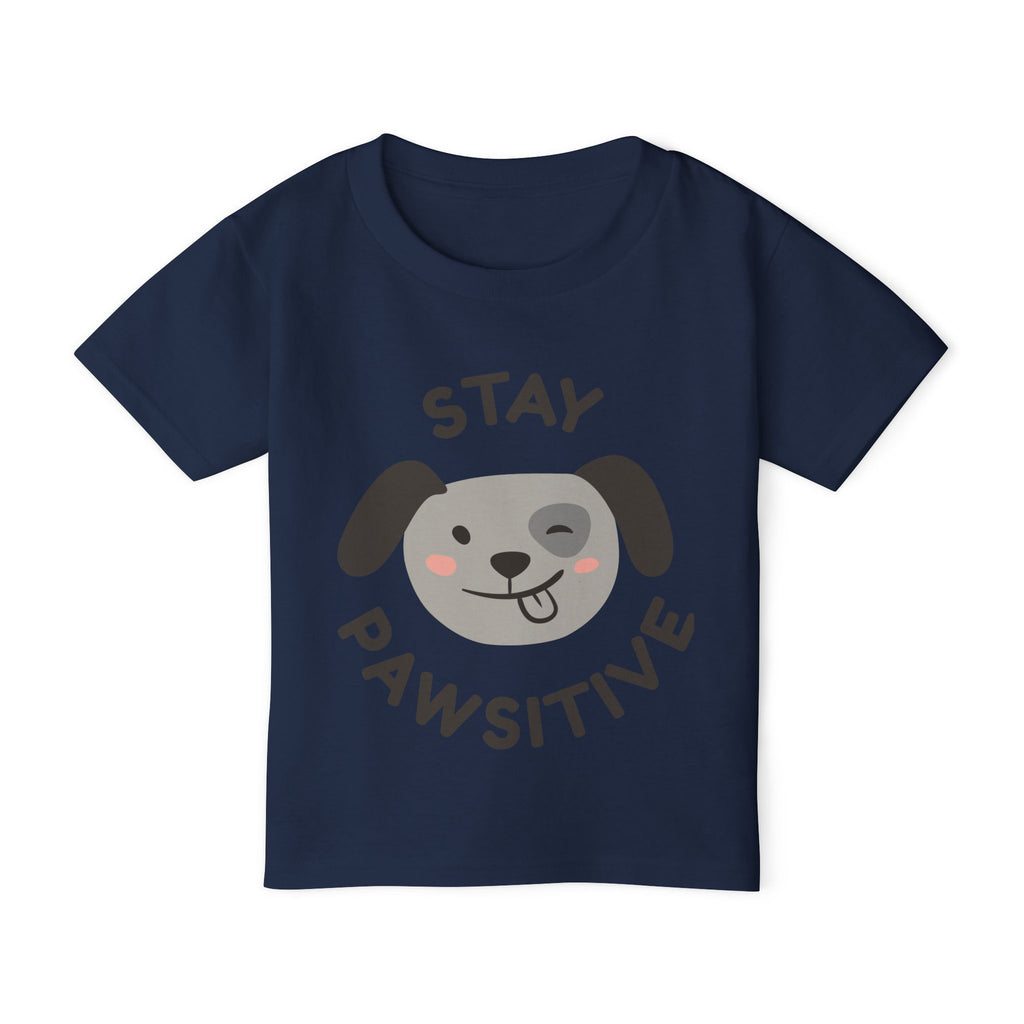 Toddler T-Shirt — "Stay Pawsitive" Cute Winking Puppy Kids Tee