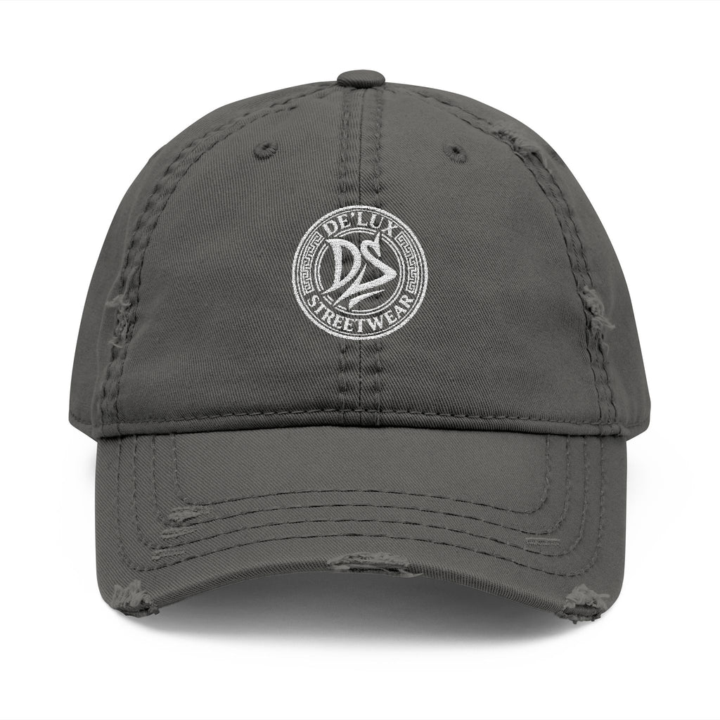 Distressed Embroidered Dad Hat — Vintage Washed Baseball Cap with DS Logo