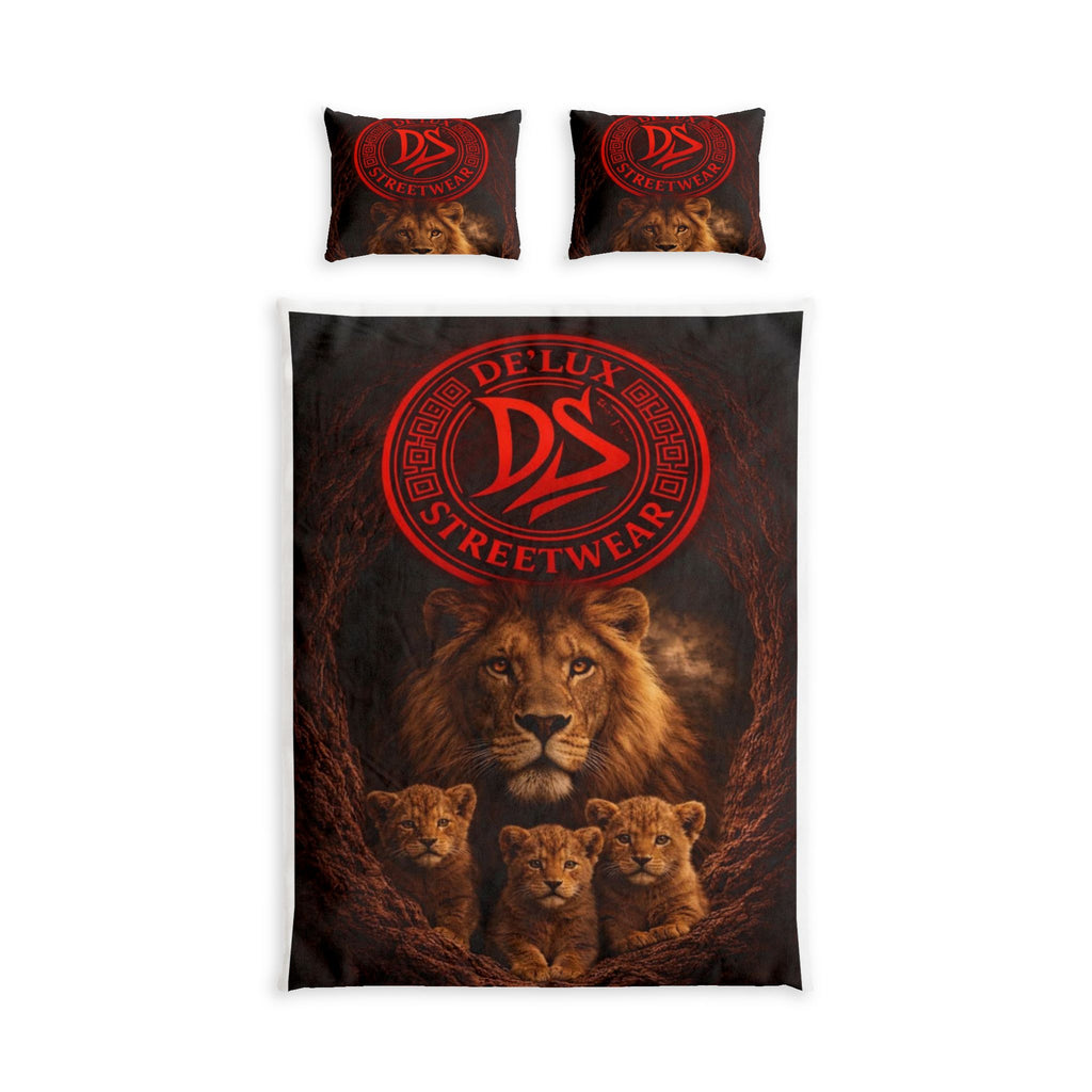 DeLUX Lion Family Cotton Bed Set — Delux Streetwear Logo Duvet Cover