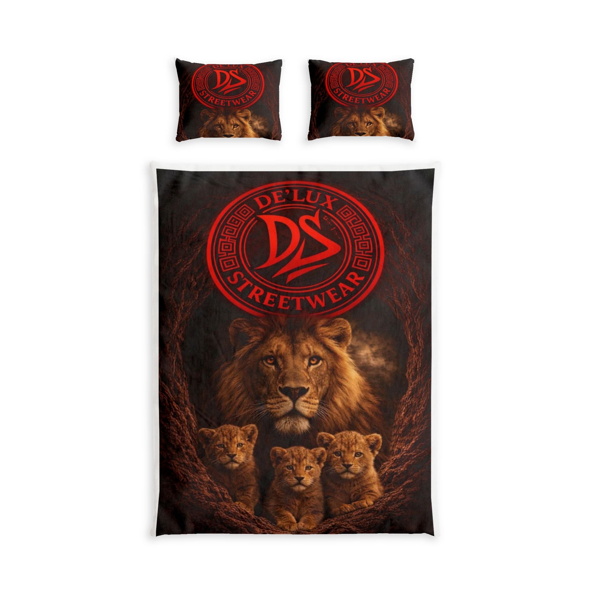 DeLUX Lion Family Cotton Bed Set — Delux Streetwear Logo Duvet Cover