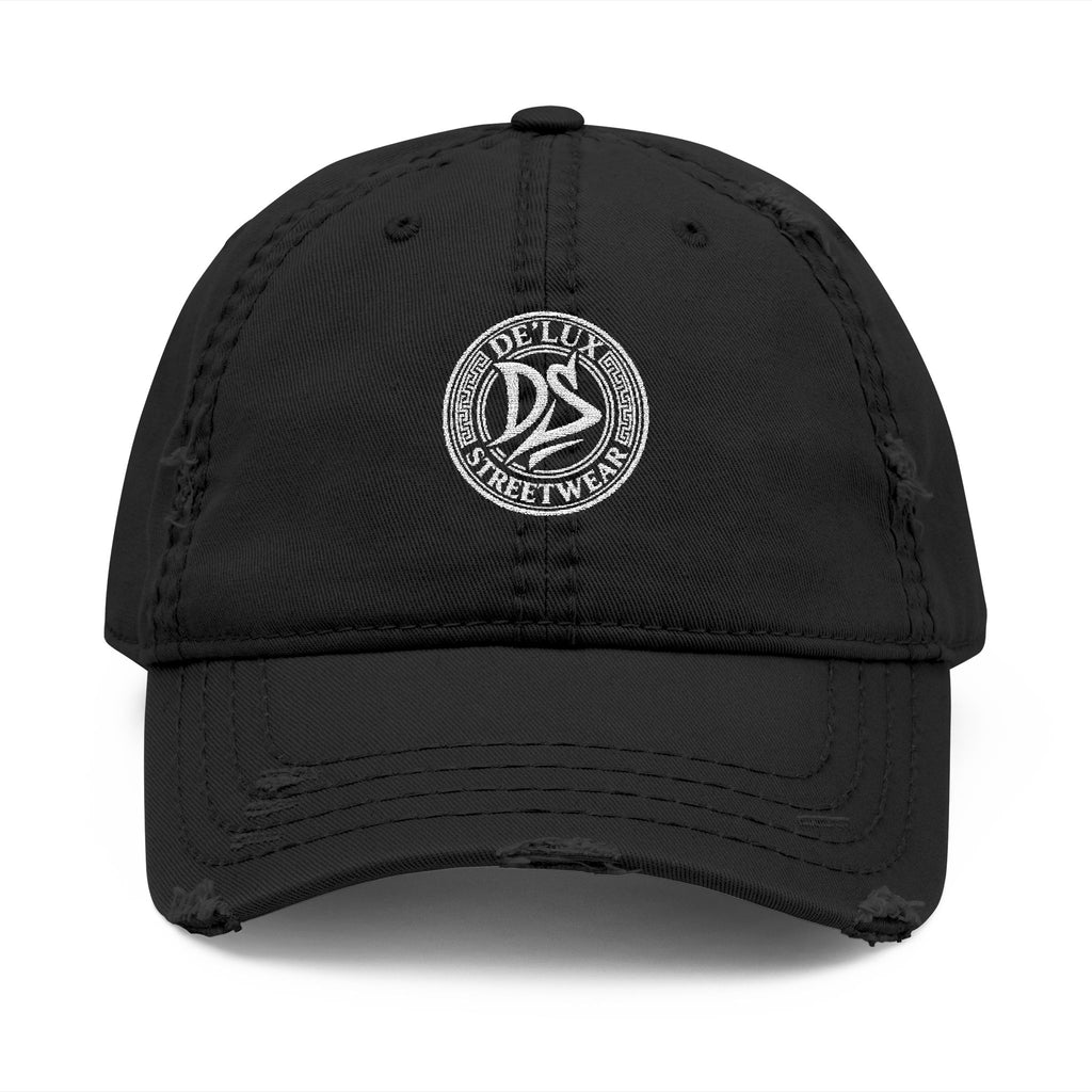Distressed Embroidered Dad Hat — Vintage Washed Baseball Cap with DS Logo