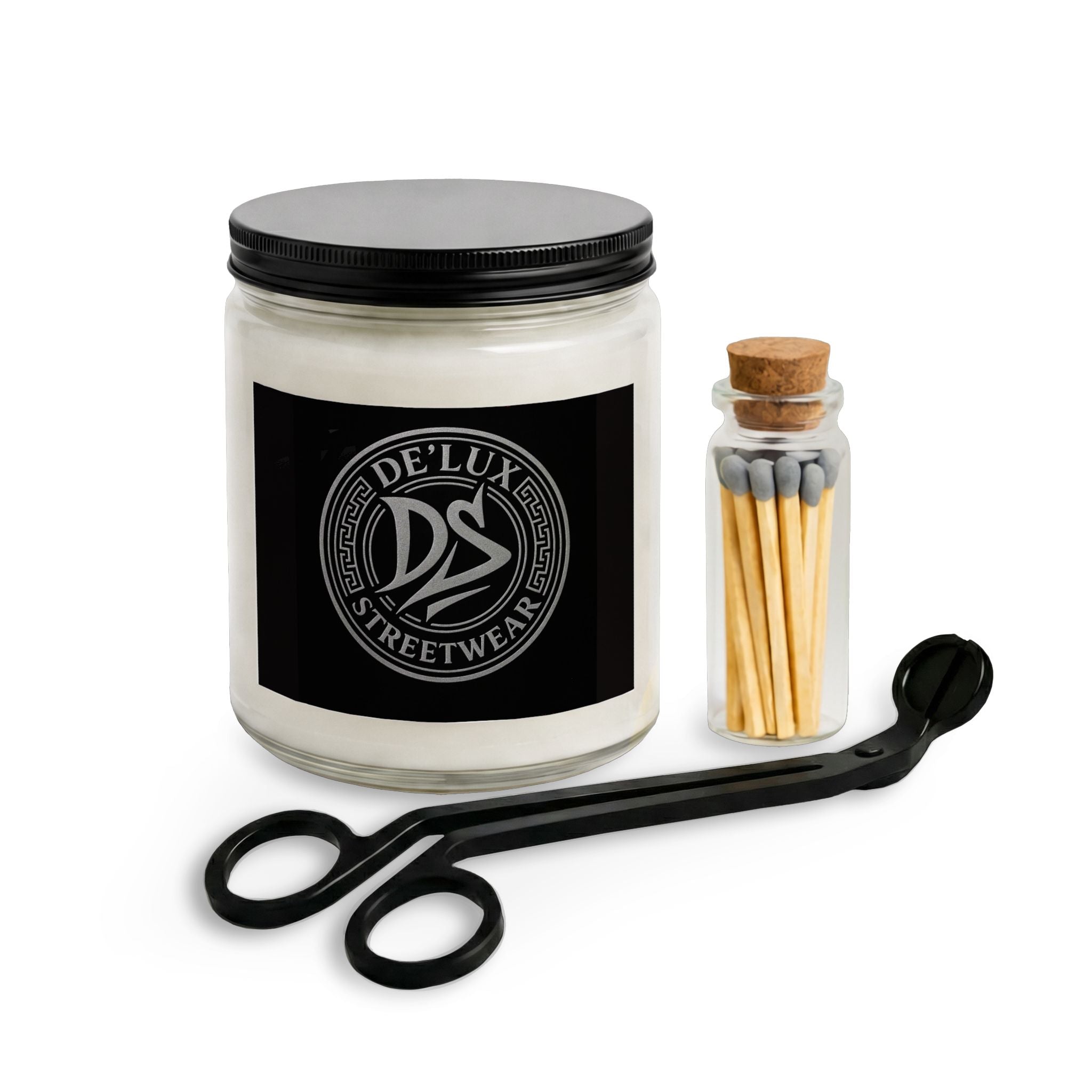 Amber Glass Candle Set with Matches & Wick Trimmer — Luxe Home Candle Gift